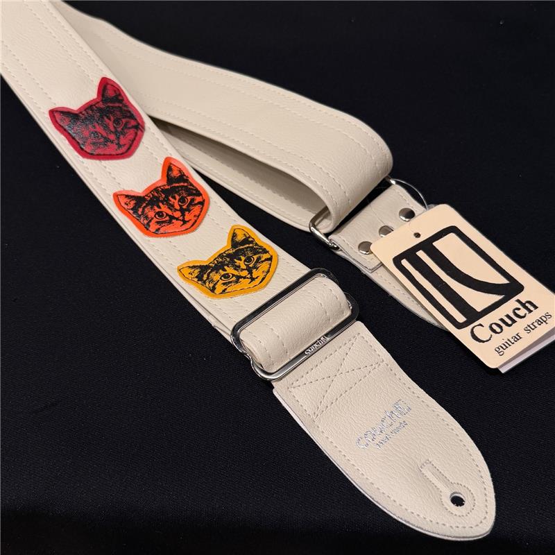 ニャン・ニャン・ニャン CUSTOM WH/RD/OR/YW Couch Guitar Strap (新品)