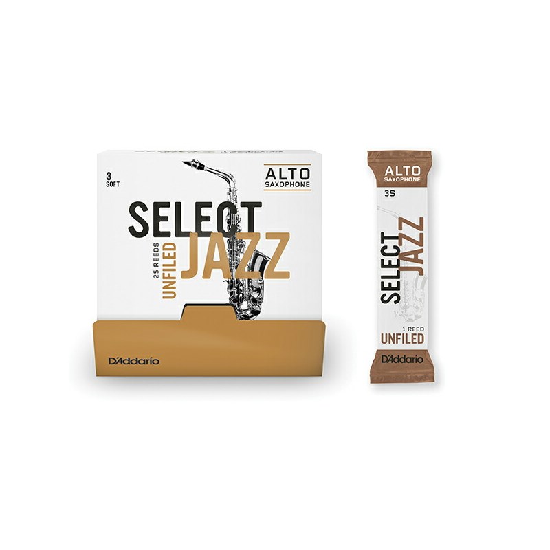 【訳アリ大特価！】ダダリオ・ウッドウインズ アルトサックス用リード セレクトジャズ(Select Jazz) アンファイルドカット 個別包装25枚入り 硬さ:3S D'Addario Woodwinds (RICO) (アウトレット 並品)