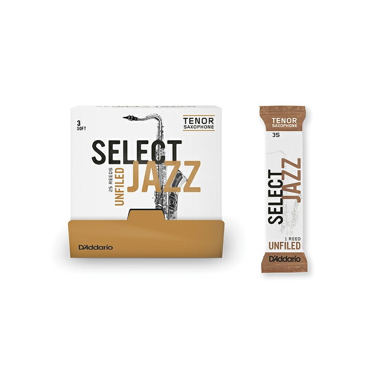 【訳アリ大特価！】ダダリオ・ウッドウインズ テナーサックス用リード セレクトジャズ(Select Jazz) アンファイルドカット 個別包装25枚入り 硬さ:3S D'Addario Woodwinds (RICO) (アウトレット 並品)