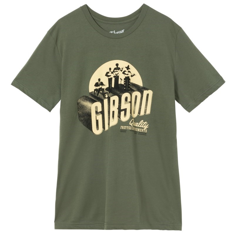 【夏先取り大特価セール】The Band Tee (Army Green)， Medium [GA-TEE-BAND-GRN-MD] Gibson (新品)