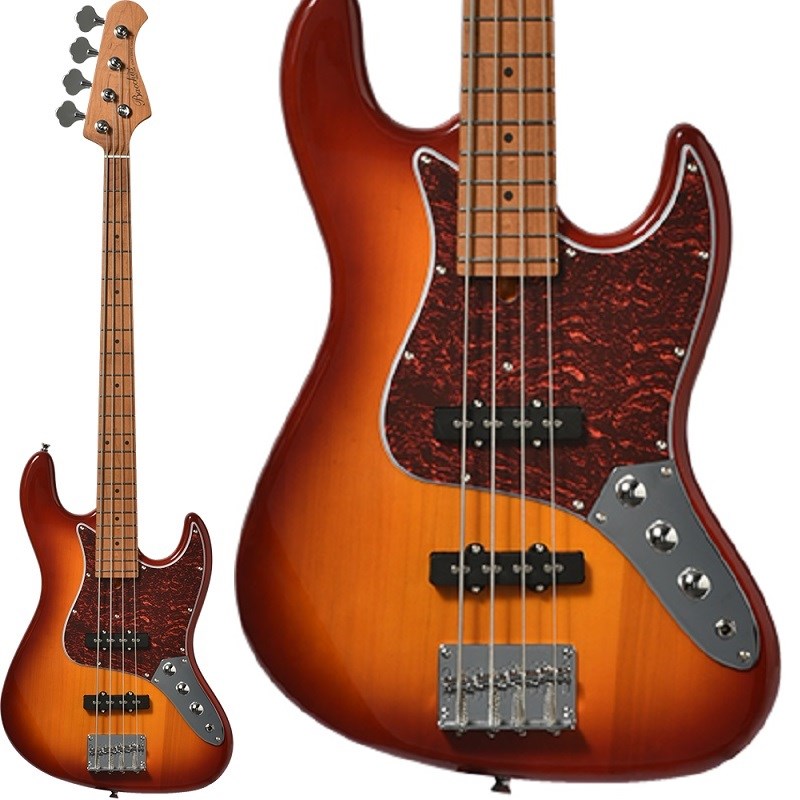 ■商品紹介高いコストパフォーマンスを誇るユニバースシリーズのWJBシェイプボディ&ローステッドメイプルを採用した「WJB-1DX RSM/M」！本モデルのために新調したカラーラインナップにより定番のカラーからメタリック系まで幅広いラインナップとエントリークラスでありながらもプレイアビリティを追求した仕様。ボディにはBacchusのロングセラーモデルであるWOODLINEのスリムなシェイプを採用し、やや小ぶりなディンキーシェイプのボディにすることで、抱えやすさや取り回しの良さを持つ仕様となっています。ネックと指板にはローステッドメイプルを使用。高温の加熱処理で材の中の水分や油分を揮発させることにより剛性を高めた材で、豊かな生鳴りと経年変化したビンテージのようなこなれたトーンを生み出します。ヒール部に「ヒールレスカット」を施し、ブッシュボルト部分にもわずかに施したコンター加工が、ハイポジションの演奏時もスムーズなフィンガリングを可能とする仕様で、ハイエンドモデルなどでも多く採用されています。また、耐摩耗性に優れた「ステンレスフレット」を採用。一般的なフレットの素材であるニッケルシルバーより硬度が高く、フレット山が減りにくいため比較的長期間での使用が可能。サウンド面でも粒立ちの良さに定評があり、分離感のある明瞭な音色が特徴です。「BJB」等のJBスタイルと比較して、よりスリムで取り回しの良いボディスタイルは快適な演奏性を実現しており、老若男女問わず高い人気を誇ります。もちろん、クオリティには定評のあるブランドなので、その完成度もこの価格では信じられないほど！これからベースを始めようとお考えの方には是非ともオススメしたい1本です。※画像はサンプルです。製品の特性上、木目や色合いは1本ごとに異なります。■仕様詳細SPECIFICATIONBody: PoplarNeck: Roasted MapleFingerboard: Roasted MapleBridge: Vintage Fixed TypeMachineheads: Open Gear TypeFret: Stainless SteelPickup: Original JB TypeControl: 2Vo，1ToneScale: 864mm(34inch)Fingerboard Radius: 305RWidth at Nut: 38.0mmFinish: Polyurethaneソフトケース付属検索キーワード：イケベカテゴリ_ベース_エレキベース_JBタイプ_Bacchus_UNIVERSE SERIES_新品 SW_Bacchus_新品 JAN:4571470404125 登録日:2025/04/04 エレキベース バッカス