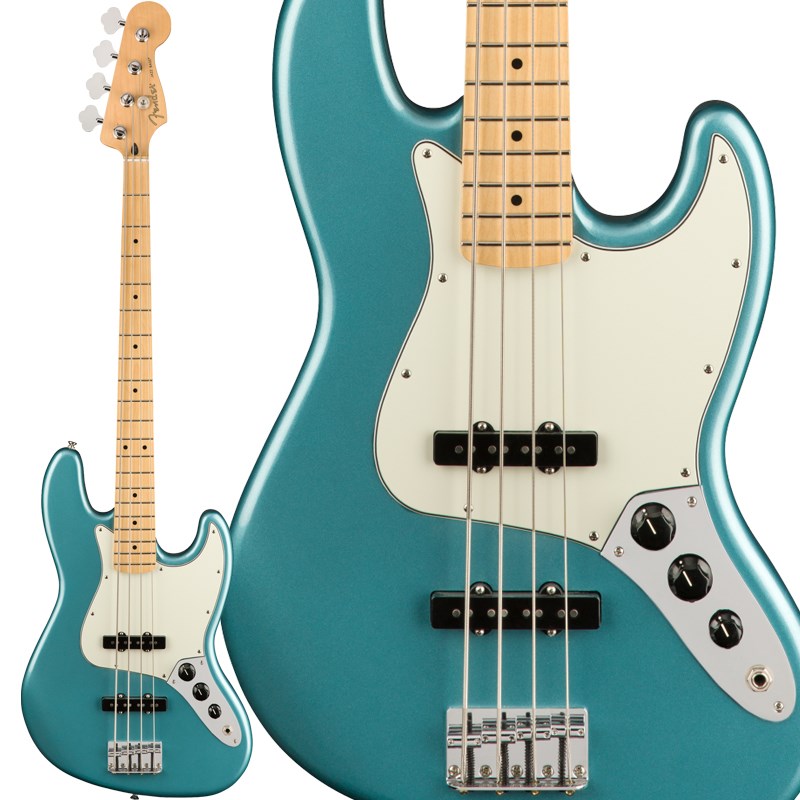 ■商品紹介Fender Player Seriesデュアルシングルコイルピックアップを搭載し、スムーズなプレイを可能にするPlayer Jazz Bassは、クラシックで高尚なスタイルのベースです。正真正銘のフェンダーベーストーンを実現する印象的なベースギターで、パンチの効いたタイトでパワフルかつ重々しいサウンドを生み出します。引き締まったスムーズな弾き心地にマッチした唸るようなサウンドは、クリエイティヴなインスピレーションを与えてくれます。スタジオ内でもステージ上でも活躍してくれるPlayer Jazz Bassには、これまで実現できなかった考え得るすべてのものが凝縮されています。伝統を重んじながら革新的なスピリットを維持するPlayerシリーズに搭載され、唸るサウンドを生み出す2つのシングルコイルピックアップは、現代人の耳に合わせて音量をアップ。伝説的なフェンダーベースのトーンを実現しています。各ピックアップを調整するボリュームコントロールとマスタートーンコントロールは手に近い位置に配置され、パワフルなサウンド作りを容易にしています。モダンCシェイプのメイプルネックには、20本のミディアムジャンボフレットを打ち込んだ9.5インチラジアスのフィンガーボードが組み合わされ、さまざまなプレイスタイルに対応します。さらに、4サドルのブリッジは正確なイントネーションを実現し、プレイスタイルやテイストに合わせて簡単に調整できるようデザインされています。また、3層ピックガード、シンセティックボーンナット、ヴィンテージスタイルのディスクストリングツリー、オープンギアのチューニングマシン、Fの刻印が入った4ボルトのネックプレートが、本物のフェンダーを象徴しています。正真正銘のフェンダーサウンドとスタイル、フィーリングを備え、レベルアップに貢献してくれるベースを求めるなら、Player Jazz Bassが最適です。※写真はサンプルです。材質の特性上、木目/色合いは一本ごとに異なります。予めご了承下さい。■仕様詳細Series: PlayerBody:AlderBody Finish:Gloss PolyesterBody Shape:Jazz BassNeck Material:MapleNeck Finish:Satin Urethane Finish on Back， Gloss Urethane Finish on FrontNeck Shape:Modern CScale Length:34 (864 mm)Fingerboard:Maple or Pau FerroFingerboard Radius:9.5 (241 mm)Number of Frets:20Frets Size:Medium JumboString Nut:Synthetic BoneNut Width:1.5 (38.1 mm)Position Inlays:Black Dots or White DotsTruss Rods:StandardTruss Rod Wrench:3/16 Hex (Allen)Bridge Pickup:Player Series Alnico 5 Single-Coil Jazz BassMiddle Pickup:Player Series Alnico 5 Single-Coil Jazz BassControls:Volume 1. (Middle Pickup)， Volume 2. (Bridge Pickup)， Master Tone Pickup Configuration:SSBridge:4-Saddle StandardHardware Finish:Nickel/ChromeTuning Machines:Standard Open-GearPickguard:3-Ply ParchmentControl Knobs:Vintage Style Black Plastic Jazz BassStrings:Fender USA， NPS， (Gauges .045 - .105)Dimensions:4.70x15.10x49.50 INWeight:15.15 LBソフトケース付属検索キーワード：イケベカテゴリ_ベース_エレキベース_JBタイプ_Fender MEX_Player_新品 SW_Fender MEX_新品 JAN:0885978911233 登録日:2021/05/26 エレキベース フェンダー ふぇんだー フェンダーメキシコ フェンダーMEX