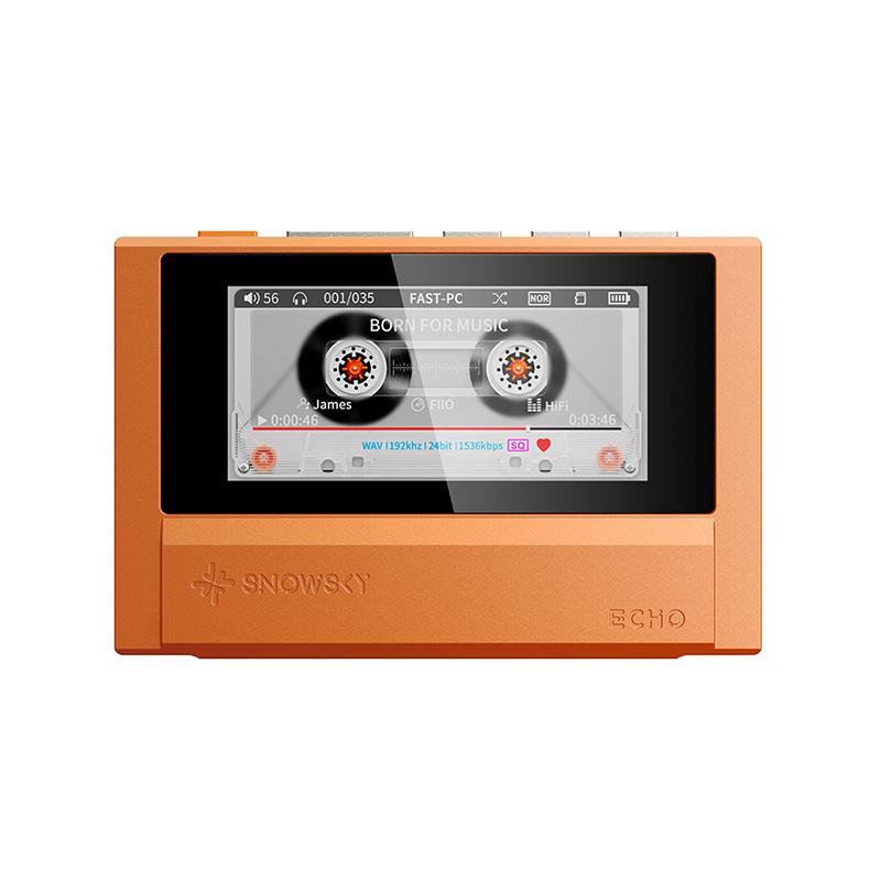 ■商品紹介【製品の特長】★Snowsky ECHOは高品位DAC CS43198 をデュアル構成で搭載し、3.5mmシングルエンドおよび4.4mmバランス出力を備えたポータブルハイレゾ音楽プレーヤーです。6000系アルミニウムマグネシウム合金のCNC切削メタルボディに、2.39インチIPSフルビューHDカラーディスプレイを搭載。カセットテープをオマージュしたレトロなダイナミックUIにより、回転するテープやVUメーター、オーディオビジュアライザーを楽しめます。DSD256、PCM 192kHz/24bitに対応し、USB DAC機能やBluetooth送信機能も搭載。4GBの内蔵メモリに加え、最大256GBのmicroSDカードに対応し、1，100mAhバッテリーによる約14時間の連続再生を実現します。インラインリモコン対応、カスタムEQ機能、電子書籍リーダー機能も備えたサイズを超えた多機能プレーヤーです。●メタルボディが生み出す、上質なカセットプレーヤーデザインSnowsky ECHOのボディは6000系アルミニウムマグネシウム合金を採用し、CNC精密加工により成形されています。手にした瞬間に感じる確かな質感と、しっかりとした重量感。Snowsky ECHO MINIで好評を博したクラシックなカセットプレーヤーデザインをメタルボディで再現し、レトロでありながら現代的な魅力と品格をまとったミュージックプレーヤー●ハイエンドDAC CS43198 x2基 | デュアル構成で搭載。心に響く高音質再生Cirrus Logic社のDACチップ「CS43198」を2基搭載し、左右チャンネルをそれぞれ独立して処理。ECHO MINIのCS43131より上位グレードのDACを採用し、よりリアルでパワフルな音質を実現しています。お気に入りの楽曲を、より深く、より豊かにお楽みいただけます。●2.39インチIPSフルビューHDカラーディスプレイ＆レトロUIVUメーター、回転するカセットテープ、オーディオビジュアライザーなど、カスタムデザインのレトロなダイナミックUIを多数搭載。アルバムアートや歌詞表示にも対応し、2.39インチの高精細カラーディスプレイがカバーアートとテキストを鮮やかに映し出します。※LRC形式の歌詞およびJPG埋め込みカバーアートに対応。●3.5mmシングルエンド＋4.4mmバランスのデュアル出力3.5mmシングルエンドと4.4mmバランスの両ヘッドホン出力を搭載。エントリークラスからハイエンドまで、ほぼすべてのイヤホンやヘッドホンに対応。バランス出力では最大260mW（32Ω）の駆動力を発揮します。●USB DAC機能搭載。プラグ＆プレイで即座にHiFiサウンドUAC対応により、Snowsky ECHOは外部USB DACとしても使用可能です。ドライバー不要のプラグ＆プレイに対応し、スマートホンやPCに接続するだけで、ハイエンドDACチップとハイエンド回路をそのまま活用し、HiFiサウンドをお楽しみいただけます。※UACモードでは充電を無効にでき、接続機器のバッテリー消耗を防ぎます。●DSD256 | PCM 192kHz/24bit再生。あらゆる音楽フォーマットを1台でDSD（最大DSD256）、WAV、FLAC、APE、MP3、M4A、OGGに対応。PCMは最大192kHz/24bitをサポートし、ほぼすべてのオーディオフォーマットと音質レベルを1台で再生できます。●Bluetooth送信対応。ワイヤレスでも自由にBluetooth送信機能を搭載し、お気に入りのTWSイヤホンや、Bluetoothヘッドホン/スピーカーに簡単に接続できます。ハイレゾライブラリをワイヤレスで自由にお楽しみいただけます。※プロトコルの互換性により、一部のデバイスでは接続できない場合があります。●テキスト閲覧機能も搭載TXTテキストファイルリーダーとしても活用可能。音楽と読書を、いつでもどこでもお楽しみいただけます。●内蔵4GB & microSDカード対応で大容量ストレージを実現4GBの内蔵メモリに加え、最大256GBのmicroSDカードに対応。数千曲のロスレストラックを保存し、高音質ライブラリを持ち歩くことができます。●約14時間の長時間バッテリー駆動1，100mAhの大容量バッテリーにより、約14時間の連続再生を実現。長時間の外出や旅行にも最適なコンパニオンです。●インラインリモコン対応(CTIA規格対応)インラインリモコンに対応し、再生・一時停止・スキップ・音量調整を手元で簡単に操作できます。CTIA規格対応で幅広いデバイスとの互換性を確保しています。●カスタムEQで、自分だけのサウンドを複数のプリセットEQモードに加え、高精度なカスタムEQ調整にも対応。周波数帯域のゲインを細かく調整し、自分だけの理想のサウンドを作り上げることができます。※EQ機能は192kHz/16bitまでのPCM音源に対応しています。●Hi-Res Audio認証取得。確かな高音質の証独立したオーディオ水晶発振器を搭載し、オーディオ信号の精度を向上。Hi-Res Audio認証は、プレミアムなオーディオ体験の証です。【製品の仕様】DACチップCS43198×2ディスプレイ2.39インチ 222×480 IPS フルビューHDカラースクリーン対応サンプリングレートDSD64/128/256WAV：24bit/192kHzFLAC：24bit/192kHzAPE：24bit/192kHzMP3/OGG/M4A/WMA※SACD/DTSは非対応※USB DAC機能では、PCM 48kHz/16bitまで対応出力端子3.5mmシングルエンド出※CTIA規格対応4.4mmバランス出力適合インピーダンスシングルエンド（PO）：16〜150Ωバランス（BAL）：16〜300Ω出力（3.5mm シングルエンド）L+R?130mW+130mW（16Ω、THD+N1%、USB IN）L+R?120mW+120mW（32Ω、THD+N1%、USB IN）L+R?13mW+13mW（300Ω、THD+N1%、USB IN）ピーク出力電圧（3.5mm）?1.9V（32Ω、THD+N1%）出力インピーダンス（3.5mm）0.4Ωクロストーク（3.5mm）?73dB（1kHz、32Ω）ノイズフロア（3.5mm）0.8μV（A特性）THD+N（3.5mm）0.0006%（-5dB、32Ω）S/N比（3.5mm）?127dB（32Ω、A特性）出力（4.4mm バランス）L+R?150mW+150mW（16Ω、THD+N1%、USB IN）L+R?260mW+260mW（32Ω、THD+N1%、USB IN）L+R?54mW+54mW（300Ω、THD+N1%、USB IN）ピーク出力電圧（4.4mm）?2.9V（32Ω、THD+N1%）出力インピーダンス（4.4mm）0.7Ωクロストーク（4.4mm）?125dB（1kHz、32Ω）ノイズフロア（4.4mm）0.8μV（A特性）THD+N（4.4mm）0.0004%（-5dB、32Ω）S/N比（4.4mm）?131dB（32Ω、A特性）BluetoothSBC送信対応EQ内蔵EQ調整対応（最大192kHz/16bitまでのPCM音源に対応）内蔵メモリ4GB外部メモリーmicroSDカード(最大256GBまで)※NTFSフォーマットは非対応バッテリーリチウムバッテリー 1，100mAh連続再生時間約14時間（出力レベル：40mV）USB端子USB Type-C（USB DAC機能／充電／データ転送）ファームウェアアップグレードUSB経由に対応寸法約85×55.5×14.3mm重量約85g付属品USBケーブル(USB Type-A to Type-C)検索キーワード：イケベカテゴリ_レコーディング_レコーダー・プレイヤー_プレイヤー_FiiO_新品 SW_FiiO_新品 JAN:4562314021899 登録日:2026/08/06 フィーオ