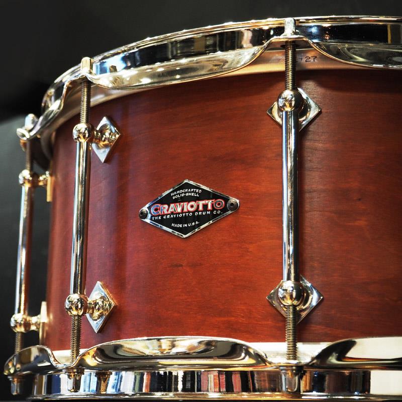 USED 中古 Custom Shop Solid Cherry Shell Snare Drum 14×6.5 [2004年製造/250 of 29/ロゴ入りケース付属] Craviotto (ユーズド やや使用感あり)