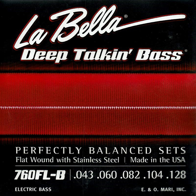 ■商品紹介ベース用フラットワウンド弦の代表格、La Bella 「760」 Stainless Steel Flat Wound。1950〜60年代よりプロベーシストに愛用され、フラットワウンド弦のスタンダードとして世界中に多くのファンを持つ「760」シリーズ。しっかりとした張りがありつつも、しなやかさがあり、弾き心地の良さに定評があります。ゲージのバリエーションも豊富なため、ご自身の楽器や演奏スタイルに適したセットをお選びいただけます。String Gauges: .043/.060/.082/.104/ .128Long Scale (34 inch) Set弦の長さ (from ball-end to silk/taper)：1st (G)， 2nd (D) & 3rd (A): 38 (965mm) 4th (E) & 5th (B): 36 3/4 (933mm)Made in the USA with American Wire※弦の飾り糸以外の部分がペグ・ポストに巻かれると、弦の芯線が切れて破損しますのでご注意ください。検索キーワード：イケベカテゴリ_楽器アクセサリ_弦_ベース弦_La Bella_新品 SW_La Bella_新品 JAN:0656295008834 登録日:2017/03/11 ベース弦 ラベラ