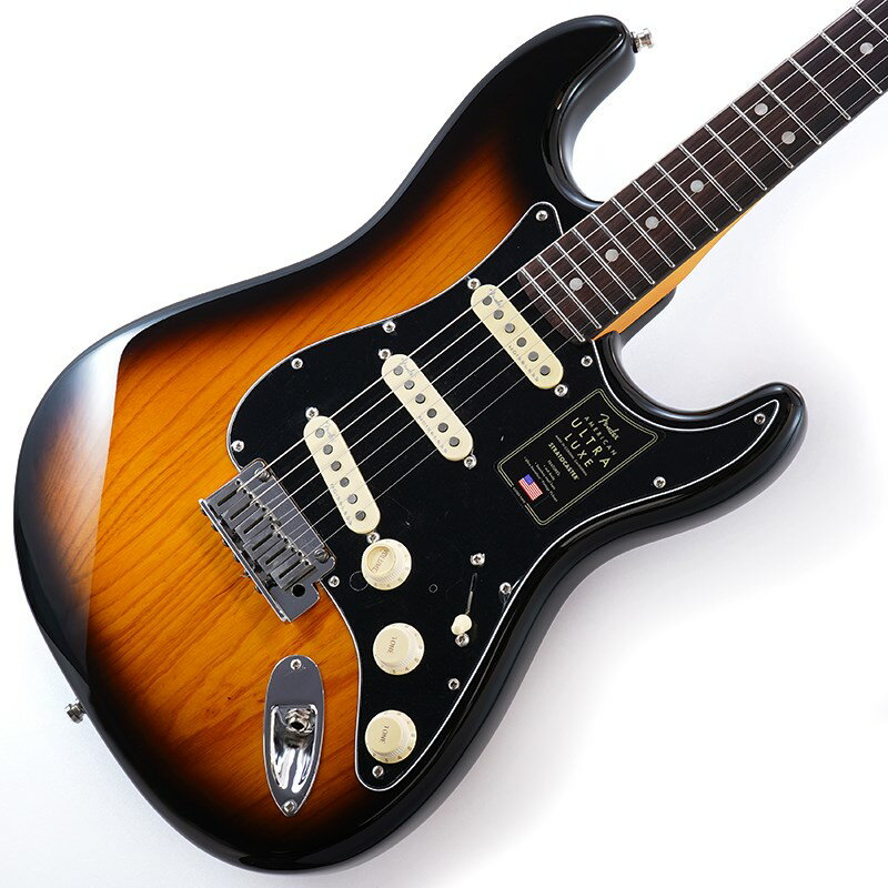 ■商品紹介Fender American Ultra Luxe SeriesAmerican Ultraはパフォーマンスとトーンの両方を極めたいプレイヤーのために作られた、最もモダンで先進的なシリーズです。今回、ステンレススチール製のフレットに、鮮明なカスタムカラーでマッチングされたヘッドストックを備えたAmerican Ultra Luxe Stratocasterはまさにその進化系とも言えます。本モデルは、長時間にわたり演奏しても快適さを損なわない、ハイポジションへ容易にアクセスが可能なテーパードネックヒールに丁寧なエッジ処理が施された特製のAugmented Dシェイプネックを採用しています。22本のステンレススチールミディアムジャンボフレットを備えた10-14インチコンパウンドラジアスの指板は、ストレス無くスピーディで正確なソロを可能にし、Ultra Noiseless Vintageピックアップの高度なワイヤリングは、幅広いサウンドを鳴らすことが可能です。ボディには美しく機能的なコンターが施され、どのポジションを弾いていても、この上なく快適な演奏性をもたらします。その他、ロッキングチューナー、クロームハードウェア、ボーンナットを採用しています。どんなジャンルにも対応できるこの先進的なモデルは、あなたの演奏をさらなる高みへと押し上げます。本製品にはプレミアムハードシェルケースが付属します。※画像はサンプルです。製品の特性上、杢目、色合いは1本1本異なります。■仕様詳細Series: American UltraBody Material: AshBody Finish: Gloss UrethaneNeck: Maple， Augmented DNeck Finish: Ultra Satin Urethane with Gloss Headstock FaceFingerboard: Maple or Rosewood， 10 to 14 Compound Radius (254 mm to 355.6 mm)Frets: 22， Medium Jumbo Stainless SteelPosition Inlays: Black Pearloid Dot (Maple)， White Pearloid Dot (Rosewood)Nut (Material/Width): TUSQ， 1.685 (42.8 mm)Tuning Machines: Deluxe Cast/Sealed LockingScale Length: 25.5 (648 mm)Bridge: 2-Point Deluxe Synchronized Tremolo with Pop-In ArmPickguard: 3-Ply Black/White/BlackPickups: Ultra Noiseless Vintage Strat (Bridge)， Ultra Noiseless Vintage Strat (Middle)， UltraNoiseless Vintage Strat (Neck)Pickup Switching: 5-Position BladePosition 1. Bridge PickupPosition 2. Bridge and Middle PickupPosition 3. Middle PickupPosition 4. Middle and Neck PickupPosition 5. Neck PickupSpecial Electronics: S-1 Switch Adds Neck Pickup Into Positions 1 and 2Controls: Master Volume (with S-1 Switch)， Tone 1. (Neck/Middle Pickups)， Tone 2. (Bridge Pickup)Control Knobs: Aged White Soft Touch KnobsHardware Finish: Nickel/ChromeStrings: Fender USA 250L Nickel Plated Steel (.009-.042 Gauges)， PN 0730250403ハードケース付属検索キーワード：イケベカテゴリ_エレキギター_STタイプ_Fender USA_American Ultra_新品 SW_Fender USA_新品 JAN:0885978555529 登録日:2021/06/13 エレキギター フェンダー ふぇんだー フェンダーUSA アメリカンウルトラ アメトラ