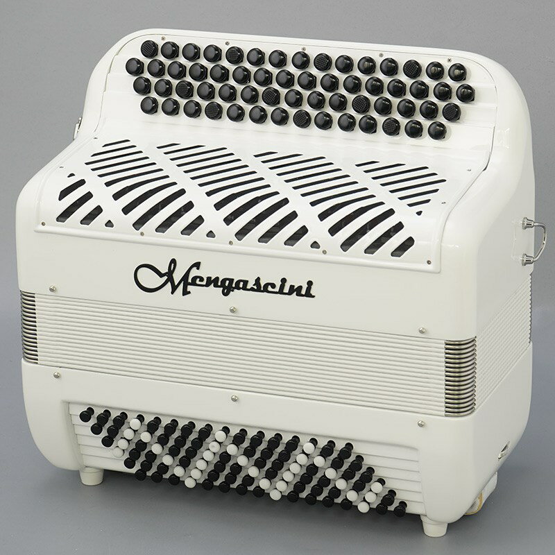 【デジタル楽器特価祭り】F4-96 Full White フレンチタイプボタン式アコーディオン Mengascini 新品 