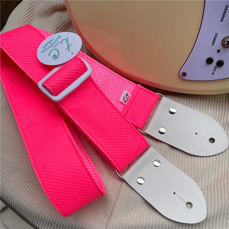 ネオンメッシュギターストラップ ネオンピンク tsundrum_chan (新品)