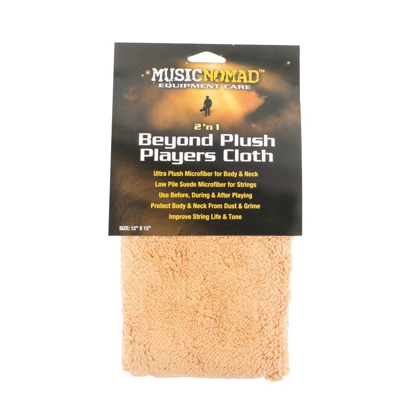 ■商品紹介MUSICNOMAD 2 in 1 クロス極柔！フワフワクロス!最も毛長で柔らかなクロスとスエードクロスの2in1クロス！練習でも、ライブでも、演奏前、演奏中、演奏後にギターやベースを拭くことは、ボディ、ネック、弦を保護し、演奏性と外観を保つために非常に重要なことです。Music NomadのBeyond Plush Players Clothは、他に類を見ない機能を持ったクロスです。細部のホコリに至るまで吸着する究極のプラッシュファイバーは、指紋や汚れ、汗などの汚れをやさしく拭き取ることができます。布を裏返して、スエードマイクロファイバーは弦を拭くのに最適です。1平方インチあたり90，000本の繊維を使用し、糸くずの出にくい構造になっているスエード繊維は、弦の寿命や音色を低下させる汗や指の油、汚れを効果的に除去します。また、縁はソフトなマイクロファイバーを使用しています。いつでも手元に置いて使用することで、見た目もサウンドも演奏も最高になります。主な特徴・ボディ＆ネック用超プラッシュマイクロファイバー 弦楽器用ローパイルスエードマイクロファイバー・演奏前、演奏中、演奏後の使用で美しく。・ホコリや汚れからボディとネックを守る・弦の寿命とトーンを向上させる・12インチ（約305mm）×12インチ（約305mm）の大判サイズ検索キーワード：イケベカテゴリ_楽器アクセサリ_メンテナンス用品_クロス_MUSIC NOMAD_新品 SW_MUSIC NOMAD_新品 JAN:0857047002906 登録日:2020/12/14 メンテナンス用品