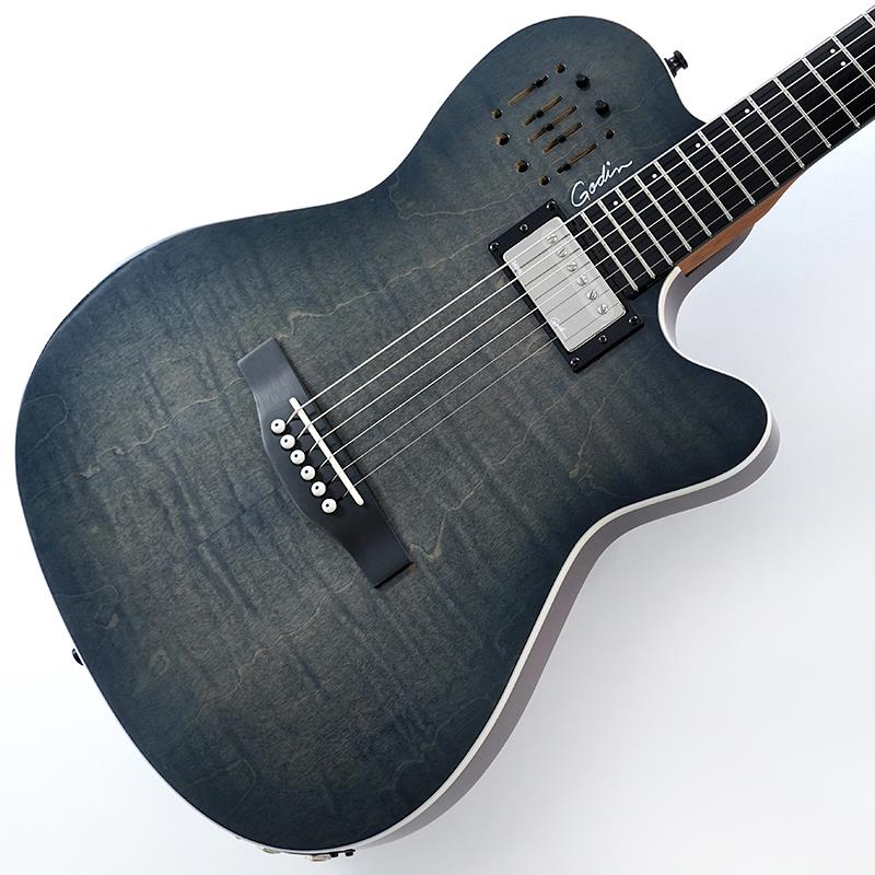 ■商品紹介元々は日本オーダー限定レアモデルがあまりの好評でGodinのレギュラーモデルになったデニムブルーカラーが世界的に大人気！通常モデルのシダートップからフレイムメイプル/シダートップとなり、締まったサウンド！ネックスタイルはエレキ同様の細身のVシェイプになり、シンプルなコントロールや小振りなボディー等、エレキから持ち替えても違和感の無いライトな演奏性を持ちます。ブリッジに搭載されるピエゾPUはEPMトランスデューサーへバージョンアップされており、優れたハウリング抑制を誇るゴダン独自のダブルチェンバーボディーとのマッチングから、よりアコースティック感を際立たせております！更にフロント位置には新たにゴダンオリジナルのハムバッカーPUが搭載されており、JAZZYなニュアンスも加味されており、その使い勝手は非常に幅広く進化しました！使用弦は、マグネティックPUに対応して.012〜.052エレキ弦を採用。アコースティックとマグネティックそれぞれのサウンドは手元で瞬時にミックスコントロール可能となっており、アウトプットも2系統を装備している為、それぞれに異なるアンプやエフェクトを繋ぎ、左右に振ったり混ぜたり更に異なるエフェクトを掛けたりと、そのサウンドは弾き手のアイディアや感性によって様々に表情を変えます。そのシンプルさと優れたパフォーマンスの両立はライブでの優れた使い勝手に直結しており、ゴダンならではの確固としたコンセプトの表れとも言えるでしょう！価格も非常にリーズナブルになっており、サイドギターやボーカルギターにも最適！その優れたパフォーマンスは、数々のアーティストの使用で実証済みです！まさにライブ&レコーディング仕様エレアコの決定版！■仕様詳細[SPEC]COLOR.....Denim BlueBODY....Flame Maple/Solid Ceder Top， Silver Leaf Maple Center， Poplar SideNECK...MahoganyFINGERBOARD...Ritchlite，406R， 25 1/2， 22FretsNut Width...43mmPU...Godin GAHN-1 / EPM Under Saddle TransducerBRIDGE...RitchliteOUTPUT...Electric， MixCONTROL...Piezo，Vol-Piezo Preamp EQ-Mag，VolMag，Treble-Mag，Bass【Weight...2，9kg】専用Gig Case付属検索キーワード：イケベカテゴリ_アコースティック・エレアコギター_エレアコギター_Godin_アウトレット SW_Godin_アウトレット JAN:2500010864732 登録日:2026/03/27 エレアコ ゴダン