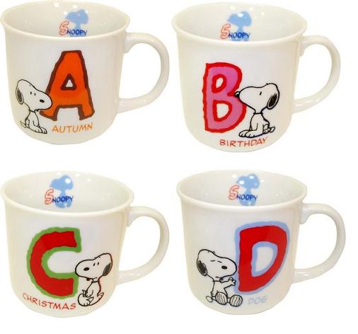 SNOOPY ( スヌーピー ) イニシャルマグカップ A〜M キャラクターマグカップ peanuts イニシャル マグカップ マグ コップ コーヒーカップ 陶器 日本製 プレゼント 贈り物 誕生日プレゼント おしゃれ 可愛い 大人可愛い