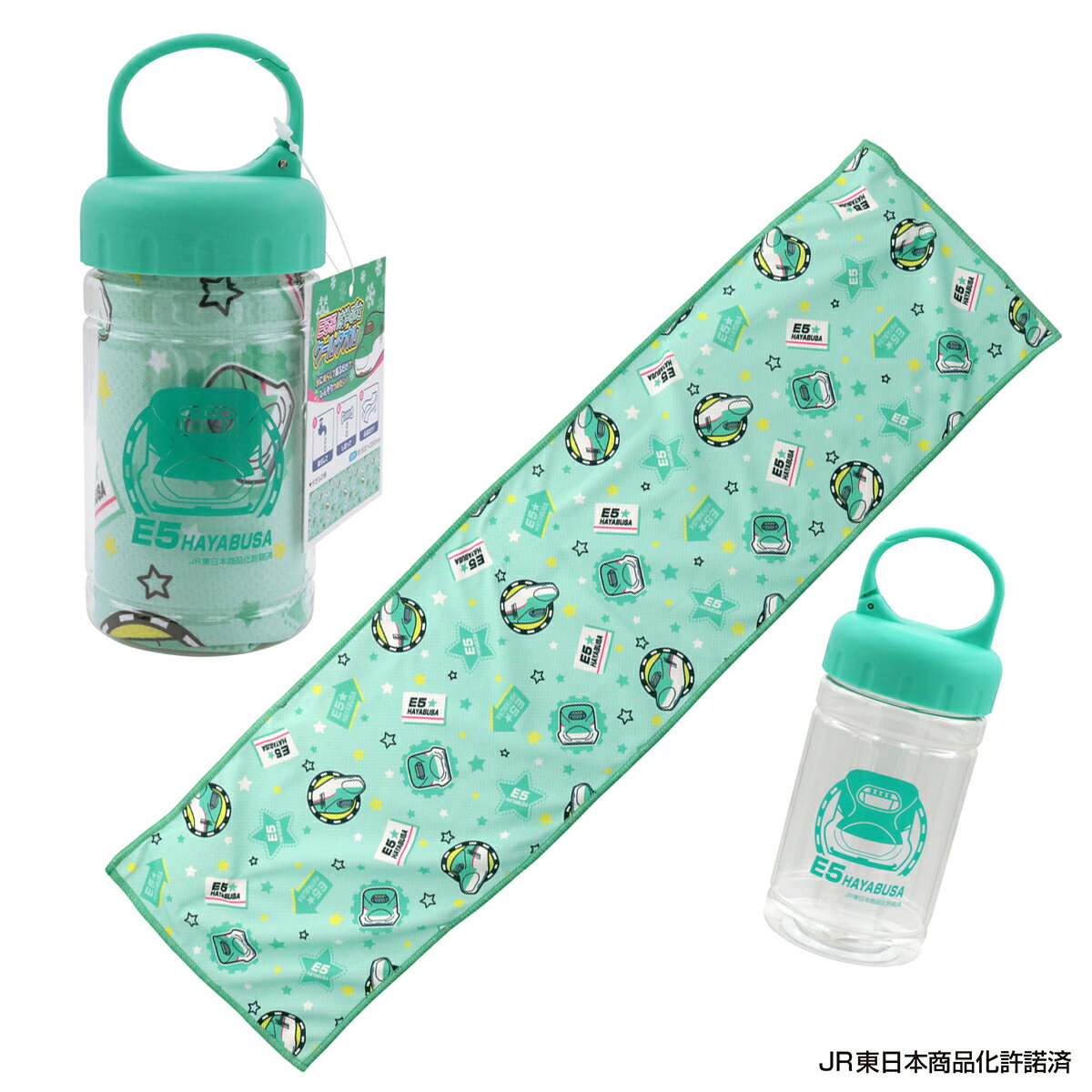 E5系はやぶさ ボトル入りクールタオル ［ 新幹線 暑さ対策 専用 ケース 濡らす 池田工業社 ］