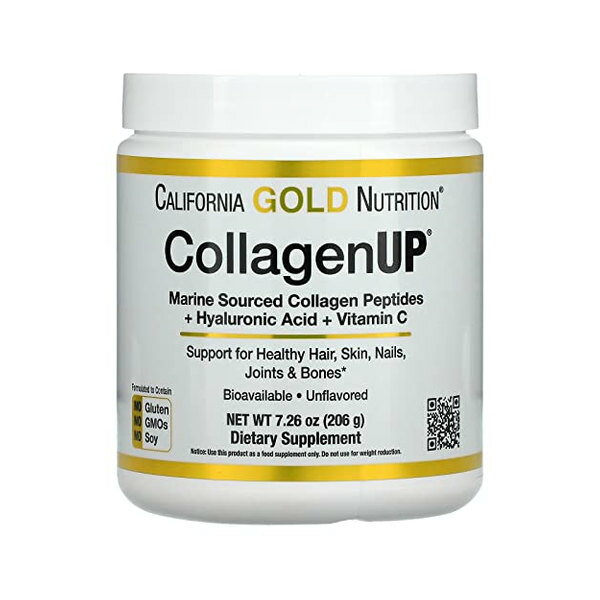 California Gold Nutrition CollagenUP コラーゲンアップ 海洋性加水分解コラーゲン ヒアルロン酸 ビタミンC 無香料 206g 7 26オンス