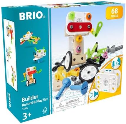 BRIO (ブリオ) ビルダー レコード&プレイセット [全68ピース] 対象年齢 3歳~ (組み立て おもちゃ 積み木 ブロック 知育玩具)のサムネイル