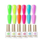 BORN PRETTY ジェルネイルカラーセット 蛍光カラー ネオンカラー カラージェル ネイル 春夏ネイル イエロー グリーン レッド 10ml 6