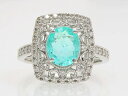 『池田屋質店』Pt950 リング パライバトルマリン1.14ct ダイヤモンド0.34ct #11 プラチナ 中古A【中古】