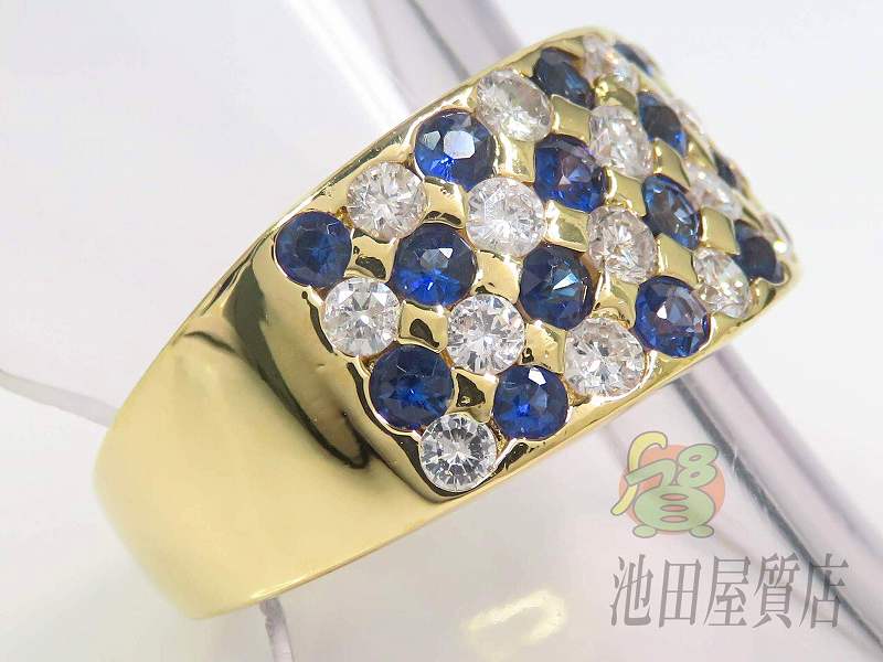 『池田屋質店』K18YG サファイヤ0．94ct ダイヤモンド0．76ct リング イエローゴールド 中古A 中古 ikedaya78-10003357 池田屋質店 サンプル画像2