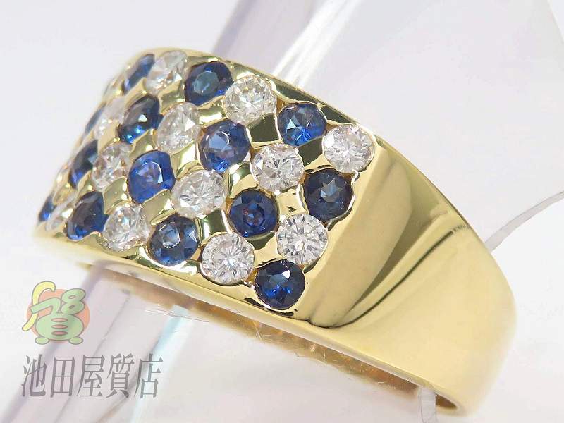『池田屋質店』K18YG サファイヤ0．94ct ダイヤモンド0．76ct リング イエローゴールド 中古A 中古 ikedaya78-10003357 池田屋質店 サンプル画像3