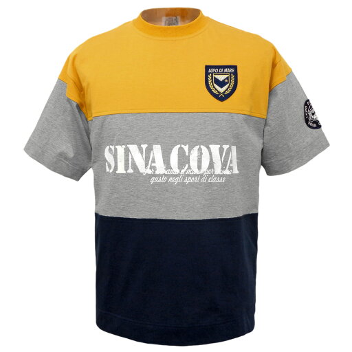 30%OFF 2024春夏 シナコバ 切り替えドロップショルダー半袖Tシャツ (キイロ系) (M)(L)(LL)TS*0124110590950【25/2/1】【バックプリント】【丸首】【コットン】【SINA COVA】【あす楽対応】【スポーツ】【sinacova】【ギフト包装無料】