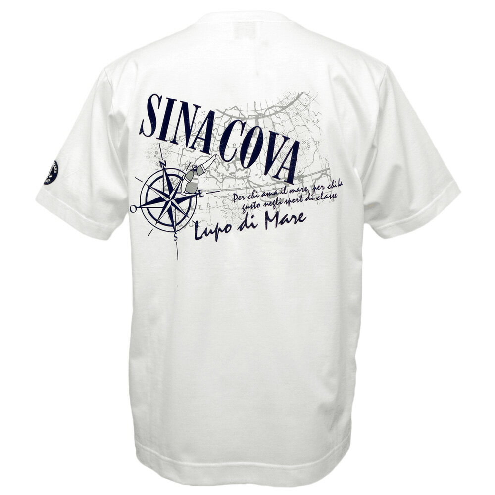 2024春夏新作 シナコバ 地図のバックプリント 半袖丸首Tシャツ (白) (M)(L)(LL)(K)TS*0124110620100 シナコバ　ショップ