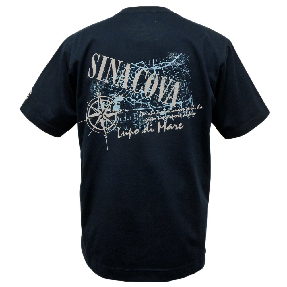 2024春夏新作 シナコバ 地図のバックプリント 半袖丸首Tシャツ (紺) (M)(L)(LL)(K)TS*0124110620290【24/4/22】【コットン】【天竺】【SINA COVA】【あす楽対応】【ゴルフ】【スポーツ】【sinacova】 シナコバ　ショップ【ギフト包装無料】