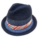 【sale除外】シナコバ 軽量 ボーダー配色 中折れハット (紺系) GD*0125177760920【25/6/21】【中折れ帽】【通気性】【和紙】【summ...