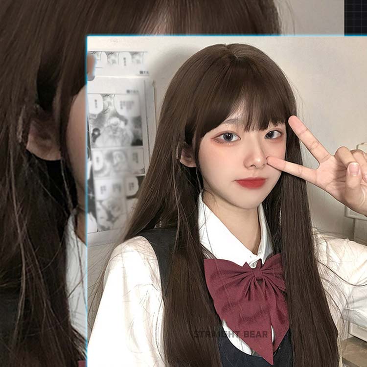 ウィッグ レディース ロング ストレート 原宿 ロリータ かつら フルウィッグ ゆるふわ 自然 ファッション 小顔効果 ネット付き ミディアム ぱっつん つけ毛 スイートパイ 小顔 日常