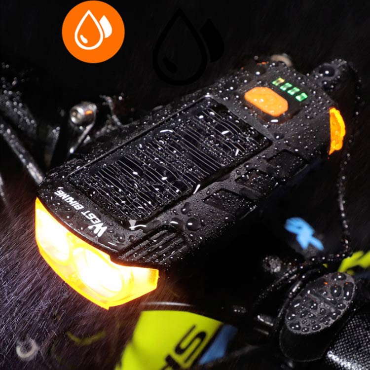 自転車ライト ソーラー充電 USB充電 LEDライト 2000mAh クラクション付き ホーン 自転車 ヘッドライト 高輝度 バイクライト IPX4防水 自転車 ライト 太陽光充電 自転車前照灯 工具不要 防水 マウンテンバイク ロードバイク サイクルライト 強光 弱光 散歩 夜釣り 登山