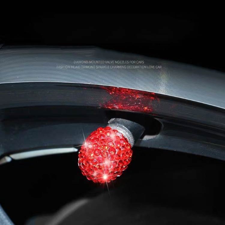 送料無料 キラキラ タイヤ エアバルブキャップ カバー　空気弁 ラインストーン付き 4個セット 車用 バイク 自転車用 バルブステムキャップ