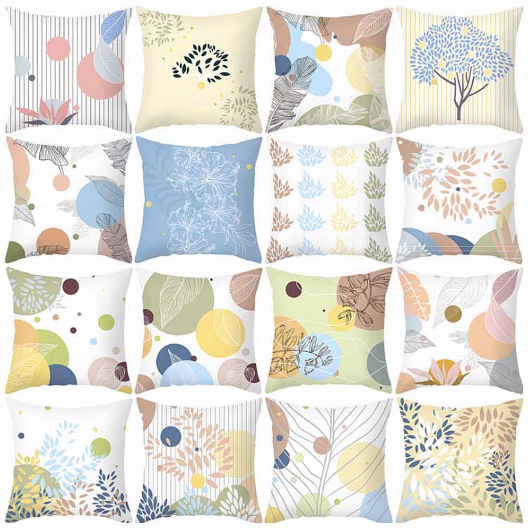 クッションカバー 背当てカバー 抱き枕 プリント ソファ背当て 部屋飾り 45*45cm 正方形 洗濯可 木ノ葉 お洒落 インテリア 自宅用 隠れるファスナー オフィス 送料無料