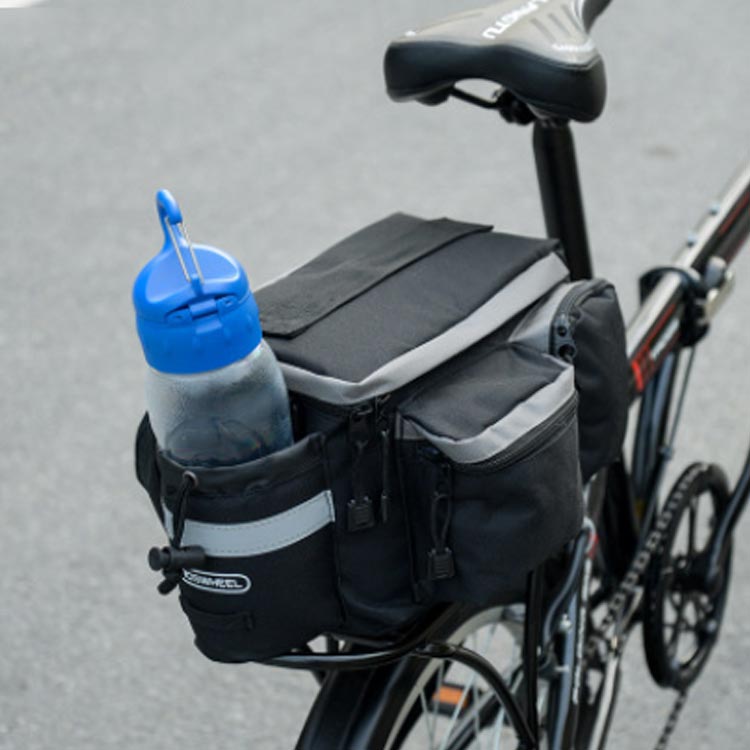 ドリンクホルダー 自転車 バッグ 大型 ボトルホルダー付き 自転車 リアバッグ 反射...