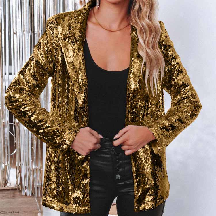 ステージ 結婚式 スパンコール きらきら アウター ミドル丈 ジャケットテーラードジャケット ステージ スーツジャケット 衣装 ダンス パーティー ジャケット クリスマス カーディガン 新年会 ハロウィン
