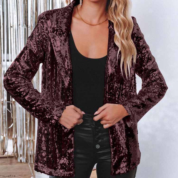 ステージ 結婚式 スパンコール きらきら アウター ミドル丈 ジャケットテーラードジャケット ステージ スーツジャケット 衣装 ダンス パーティー ジャケット クリスマス カーディガン 新年会 ハロウィン