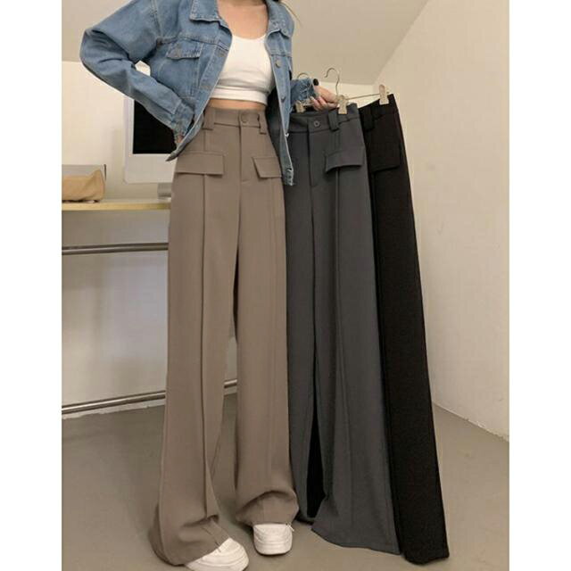 スラックス 女性 ワイドパンツ パンツ ストレート フォーマル ロングパンツ キレイめ ハイウエスト 薄手 ボトムス 落ち感 夏用 オフィス カジュアル 普段着 美脚 10分丈
