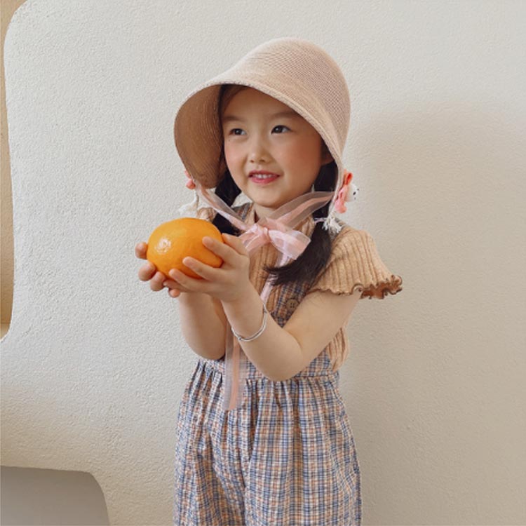 麦わら帽子 キッズ 子供 赤ちゃん 女の子 ベビー 帽子 UVケア 春 夏 日よけ 日除け...