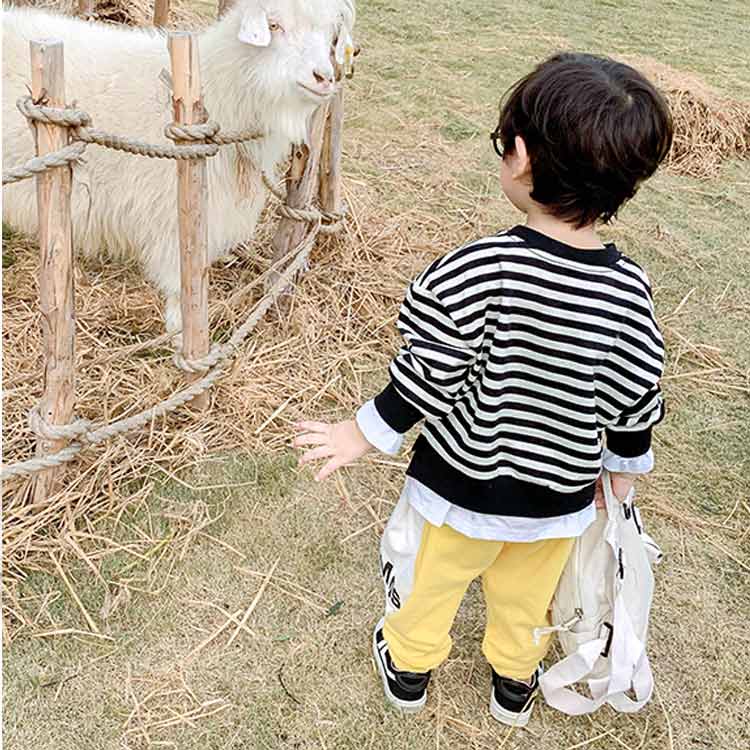 トレーナー ボーダー フェイクレイヤード 子供服 男の子 重ね着風 Tシャツ 長袖 ト...