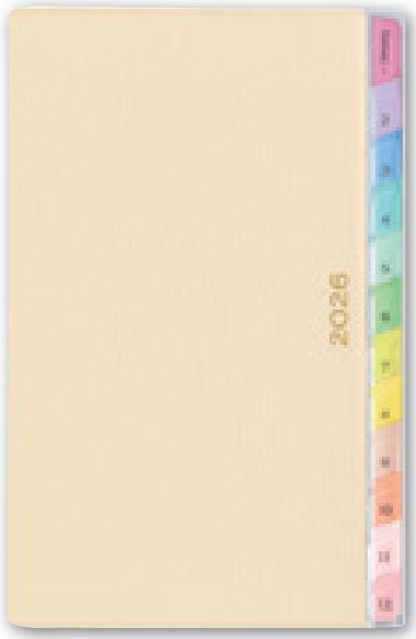 2026年1月始まりペイジェムウィークリーコンパクトホワイトiレフト日曜（ゴールド）【手帳・カレンダー・リフィル】2210