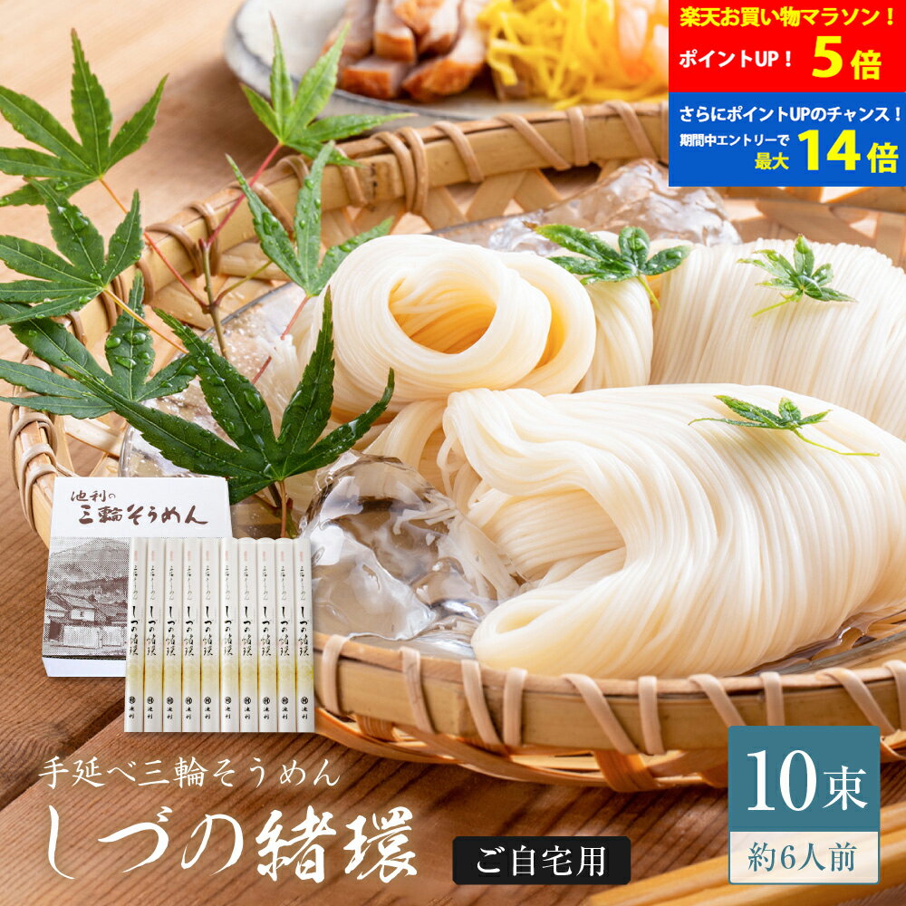  そうめん しづの緒環 三輪そうめん 50g×10束 約6人前 送料無料 池利公式 素麺 ブランド ネット限定 紙箱 ご自宅用 ご家庭用 お土産 通販 販売 インターネット限定 お取り寄せ