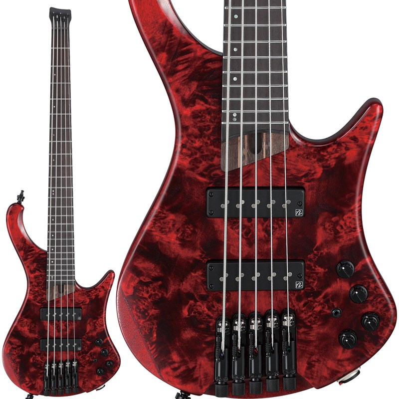 楽器種別：新品エレキベース/Ibanez 商品一覧＞＞エレキベース/Ibanez/EHB (Ergonomic Headless Bass) 商品一覧＞＞エレキベース【115，000円〜220，000円】 商品一覧＞＞当店のベースは、出荷前に専門スタッフが検品・調整しているので安心です！Ibanez Bass Workshop EHB1505-SWL [SPOT MODEL]商品説明EHB 究極のエルゴノミック・ヘッドレス・ベース5弦マルチスケール・モデルErgonomic Headless Bassヘッドレス・スタイル最大の利点である持ち運びやすさに加えて、演奏のしやすさを兼ね備えたベース。そしてなによりも、ベース・サウンドに対する工夫。従来、「鳴らない」とか「使い難い」と言われることが多かったヘッドレスを、Ibanez Bass Workshopが見つめなおし、全く新しいヘッドレス・ベースEHBを作り上げました。それは他のヘッドレス・モデルの真似ではなく、既存デザインあるいはシェイプの単なるヘッドレス化でもありません。Ibanez の新たなベース、EHBの誕生です。立奏座奏を問わず完璧なバランスで奏者に収まるよう、人間工学に基づいて設計したEHB ボディ ・デザインホーンは立奏時にボディとネックとのバランスを取るとともに持ちやすい形状に、高音弦側のボディ・カーブは特に座奏時のフィット感とバランスを重視して設計しました。ボディ表面の肘が当たる部分には傾斜をつけるコンター加工 を入れています。また、体に触れる部分のボディ・エッジにはすべて滑らかなRをつけて処理しています。ボディ裏面は低音弦に向かって薄くなるよう大胆にカットを施しています。これは座奏時にフィット感を高めるとともに、指板インレイを見る目線の角度を考慮して設計しています。併せてハイ・フレット域へのアクセスを容易にするため、高音弦側のホーン裏はスクープするようにカット加工しています。ボディの鳴りをより感覚的に感じられるチェンバー加工ホロウ・ボディのようにボディ内の振動をそのまま体感することで、奏者は自身の鳴らしている音をより認識できるでしょう。また、僅かながら軽量化にもつながっています。Vari Mid 3 Band EQ w/EQ bypass switchVariable frequency control for Mid EQの略称が示す通り、Midのコントロールに融通を利かせたEQです。通常、3バンドEQと言えば、HIGH/MID/LOWのように帯域を3つに分割して開発者が任意に指定した周波数域のフォーカスに合わせ、ブーストあるいはカットのコントロールをするものですが、このVari Midではユーザーが任意にMidのフォーカスを合わせられるのです。例えばほぼベースの音域に当たる100HzにMidを合わせ、そこをブーストすることで、低音への不足感を補うことが出来ます。Nordstrand Big Split custom ピックアップ甘めのトーンを備えた、ボトムの豊かなスプリット・ピックアップです。いわゆるベース・ラインに最適なサウンドから、ファンキーなスラップ・サウンドまでをいずれもナチュラルにカバーします。※画像はサンプルです。製品の特性上、杢目・色合いは1本1本異なります。商品詳細EHB 究極のエルゴノミック・ヘッドレス・ベース5弦モデルErgonomic Headless Bassヘッドレス・スタイル最大の利点である持ち運びやすさに加えて、演奏のしやすさを兼ね備えたベース。そしてなによりも、ベース・サウンドに対する工夫。従来、「鳴らない」とか「使い難い」と言われることが多かったヘッドレスを、Ibanez Bass Workshopが見つめなおし、全く新しいヘッドレス・ベースEHBを作り上げました。それは他のヘッドレス・モデルの真似ではなく、既存デザインあるいはシェイプの単なるヘッドレス化でもありません。Ibanez の新たなベース、EHBの誕生です。立奏座奏を問わず完璧なバランスで奏者に収まるよう、人間工学に基づいて設計したEHB ボディ ・デザインホーンは立奏時にボディとネックとのバランスを取るとともに持ちやすい形状に、高音弦側のボディ・カーブは特に座奏時のフィット感とバランスを重視して設計しました。ボディ表面の肘が当たる部分には傾斜をつけるコンター加工 を入れています。また、体に触れる部分のボディ・エッジにはすべて滑らかなRをつけて処理しています。ボディ裏面は低音弦に向かって薄くなるよう大胆にカットを施しています。これは座奏時にフィット感を高めるとともに、指板インレイを見る目線の角度を考慮して設計しています。併せてハイ・フレット域へのアクセスを容易にするため、高音弦側のホーン裏はスクープするようにカット加工しています。ボディの鳴りをより感覚的に感じられるチェンバー加工ホロウ・ボディのようにボディ内の振動をそのまま体感することで、奏者は自身の鳴らしている音をより認識できるでしょう。また、僅かながら軽量化にもつながっています。Vari Mid 3 Band EQ w/EQ bypass switchVariable frequency control for Mid EQの略称が示す通り、Midのコントロールに融通を利かせたEQです。通常、3バンドEQと言えば、HIGH/MID/LOWのように帯域を3つに分割して開発者が任意に指定した周波数域のフォーカスに合わせ、ブーストあるいはカットのコントロールをするものですが、このVari Midではユーザーが任意にMidのフォーカスを合わせられるのです。例えばほぼベースの音域に当たる100HzにMidを合わせ、そこをブーストすることで、低音への不足感を補うことが出来ます。Nordstrand Big Split custom ピックアップ甘めのトーンを備えた、ボトムの豊かなスプリット・ピックアップです。いわゆるベース・ラインに最適なサウンドから、ファンキーなスラップ・サウンドまでをいずれもナチュラルにカバーします。※画像はサンプルです。製品の特性上、杢目・色合いは1本1本異なります。イケベカテゴリ_ベース_エレキベース_Ibanez_EHB (Ergonomic Headless Bass)_新品 JAN:4549763352620 登録日:2024/03/11 エレキベース アイバニーズ イバニーズ