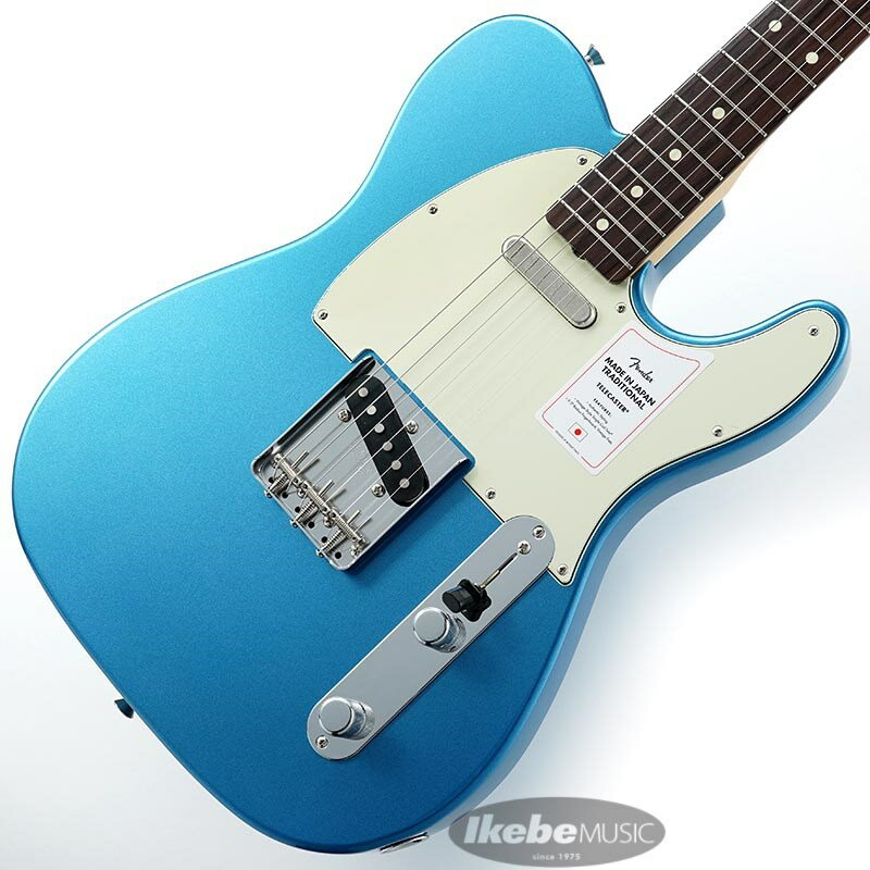 楽器種別：新品エレキギター/Fender Made in Japan 商品一覧＞＞エレキギター/Fender Made in Japan/Traditional Telecaster 商品一覧＞＞エレキギター【75，000円〜150，000円】 商品一覧＞＞当店のギターは、出荷前に専門スタッフが検品・調整しているので安心です！Fender Made in Japan Traditional 60s Telecaster (Lake Placid Blue)商品説明Made in Japan Traditionalフェンダーの伝統的な楽器製作の美学と日本の洗練されたクラフトマンシップを融合することで導き出されたMade in Japan Traditionalシリーズ。フェンダーの正統なDNAが、確かなMade in Japanクオリティで蘇ります。Made in Japan Traditional 60s Telecasterはグロスフィニッシュのバスウッドボディを採用。21本のヴィンテージスタイルフレットを装備した9.5インチラジアスのU シェイプメイプルネックがTraditionalシリーズならではのクラシカルな演奏製を提供します。3つのスレデッドスチールサドル付きヴィンテージスタイルTele?ブリッジ、そしてTraditionalシリーズのために選定されたオリジナルピ ックアップはリアルで音楽的なヴィンテージトーンを奏でます。細めに設計されたナット幅は日本のプレイヤーにも弾きやすい仕様となっています。堅実なギタークラフトマンシップと、プレイヤーのニーズに柔軟に対応する答えが、本シリーズに反映されています。 ※画像はサンプルとなります。製品の特性上、杢目・色合いは1本1本異なります。商品詳細Series: TraditionalBody Material: BasswoodBody Finish: Gloss PolyesterNeck: Maple， U ShapeNeck Finish: Gloss UrethaneFingerboard: Rosewood， 9.5 (241 mm)Frets: 21， VintagePosition Inlays: White Dot (Rosewood)Nut (Material/Width): Bone， 1.615 (41.02 mm)Tuning Machines: Chrome Die-CastScale Length: 25.5 (648 mm)Bridge: 3-Saddle Vintage Style Tele with Threaded Steel SaddlesPickguard: 3-Ply Mint GreenPickups: Vintage-Style Single-Coil Tele (Bridge)， Vintage-Style Single-Coil Tele? (Neck)Pickup Switching: 3-Position Blade: Position 1. Bridge Pickup， Position 2. Bridge and Neck Pickups， Position3. Neck PickupControls: Master Volume， Master ToneControl Knobs: Knurled Flat-TopHardware Finish: Nickel/ChromeStrings: Nickel Plated Steel (.009-.042 Gauges)ギグケース付属イケベカテゴリ_ギター_エレキギター_Fender Made in Japan_Traditional Telecaster_新品 JAN:0885978483686 登録日:2022/01/27 エレキギター フェンダー ふぇんだー フェンダージャパン フェンジャパ フェンダーJ テレキャスター テレキャス