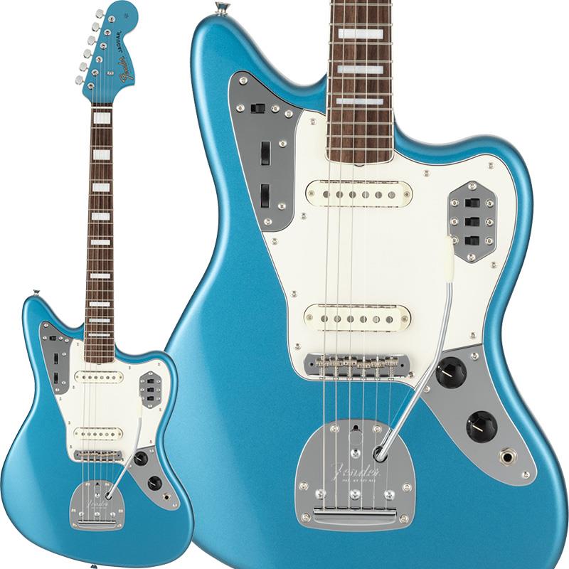楽器種別：新品Fender Made in Japan/Traditional Jaguar 商品一覧＞＞Fender Made in Japan/新品 商品一覧＞＞エレキギター【100，000円〜195，000円】 商品一覧＞＞JGタイプ/Fender Made in Japan 商品一覧＞＞当店のギターは、出荷前に専門スタッフが検品・調整しているので安心です！Fender Made in Japan Traditional Late 60s Jaguar (Lake Placid Blue/Rosewood)商品説明Made in Japan Traditional Seriesフェンダーの伝統的な楽器製作の美学と日本の洗練されたクラフトマンシップを融合することで導き出されたMade in Japan Traditionalシリーズ。フェンダーの正統なDNAが、確かなMade in Japanクオリティで蘇ります。Made in Japan Traditional Late ‘60s Jaguarはグロスフィニッシュのバスウッドボディに、ヴィンテージスタイルの22フレットを採用し、9.5インチラジアスのU シェイプメイプルネックがTraditionalシリーズならではのクラシカルな演奏製を提供します。フローティングトレモロテイルピース付きの6サドル式ヴィンテージスタイルブリッジ、そしてTraditionalシリーズのために選定されたオリジナルピックアップはリアルで音楽的なヴィンテージトーンを奏でます。 本製品は、60年代の後期から採用されていた、ネックにバインディングが施されブロックのポジションインレイを採用した製品のリイシューです。 堅実なギタークラフトマンシップと、プレイヤーのニーズに柔軟に対応する答えが、本シリーズに反映されています。※画像はサンプルです。製品の特性上、杢目、色合いは個体ごとに異なります。商品詳細Body Material: BasswoodBody Finish: Gloss PolyesterNeck: Maple， U ShapeNeck Finish: Gloss UrethaneFingerboard: Rosewood， 9.5 (241 mm)Frets: 22， VintagePosition Inlays: White Pearloid Block (Rosewood)Nut (Material/Width): Bone， 1.578 (40 mm)Tuning Machines: Fender Vintage F StampedScale Length: 24 (610 mm)Bridge: 6-Saddle Vintage-Style Adjustable with Floating Tremolo TailpiecePickguard: 4-Ply TortoiseshellPickups:Vintage-Style Single-Coil Jaguar (Bridge)Vintage-Style Single-Coil Jaguar (Neck)Pickup Switching: 2-On/Off Slide Switches， One for Each PickupControls:Lead Circuit Controls (Slide Switch Down): Volume (Neck)， Volume (Bridge)， Master ToneRhythm Circuit Controls (Slide Switch Up): Two Thumbwheel Controls for Neck Pickup Volume and ToneControl Knobs: Black PlasticHardware Finish: Nickel/ChromeStrings: Nickel Plated Steel (.009-.042 Gauges)Case/Gig Bag: Included: Gig Bagイケベカテゴリ_エレキギター_JGタイプ_Fender Made in Japan_Traditional Jaguar_新品 SW_Fender Made in Japan_新品 JAN:0885978550838 登録日:2025/04/29 エレキギター フェンダー ふぇんだー フェンダージャパン フェンジャパ フェンダーJ ジャガー