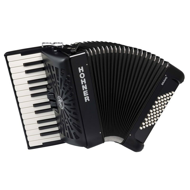 Hohner (アコーディオン専門店・出荷前検品発送)Bravo II 48 BLK (カラー：ブラック) ホーナー アコーディオン 入門向け ピアノ式 26鍵盤 小型