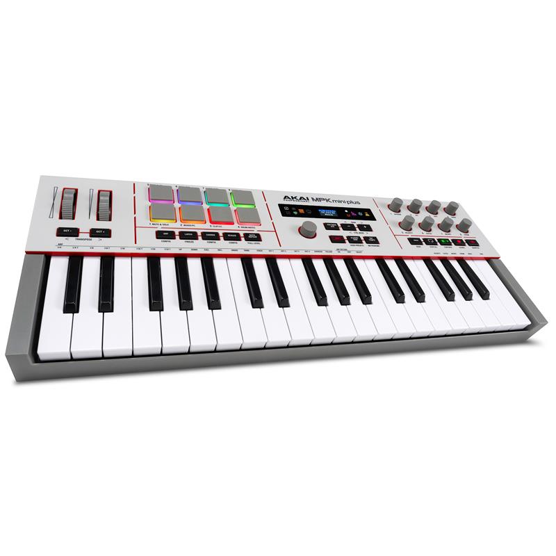 楽器種別：新品AKAI/新品 商品一覧＞＞DTM【15，000円〜35，000円】 商品一覧＞＞MIDI関連機器/MIDIキーボード/AKAI 商品一覧＞＞DTM（DAWソフト/オーディオインターフェイス等）関連機器担当部門 パワーレックは専門スタッフに気軽に相談できる渋谷発のDTM専門フロアです。AKAI MPK Mini Plus II - 37鍵 MIDIキーボード MIDIコントローラー MPCパッド USB-C MIDI OUT CV/Gate出力 DTM 音楽制作商品説明豊富な接続端子を備えた37鍵USB MIDI キーボード・コントローラーMPK Mini Plus IIは、クリエイターに支持されてきたMPKワークフローの魅力をさらに発展させ、創造性を一段と高めます。アップグレードされた37鍵ミニキーベッド、直感的に操作できるコントロール、強力なクリエイティブ・パフォーマンスツールを搭載し、ミュージシャンに演奏・制作のためのさらなる可能性を提供します。MPK Mini Plus IIは、表現力豊かな演奏性と高度なクリエイティブコントロールを、コンパクトな37鍵フォーマットに凝縮しています。様々な目的に有用なMPCパッド、アサイナブルコントロール、高度なアルペジエーター機能、統合されたジェネレーティブツールが連携し、アイデアからトラックの完成までの制作をよりスピーディーにサポートします。MPC、主要DAW、付属ソフトウェア音源と完全に統合されるMPK Mini Plus IIは、現代の音楽制作環境の中心として機能しながら、外出先への持ち運びにも対応できる携帯性を備えています。 ◆37鍵パフォーマンス・キーベッドアップグレードされたミニキーボードにより、3オクターブの幅広い音域で快適な演奏性と表現力豊かなコントロールを実現します。 ◆高度なクリエイティブツール拡張されたアルペジエーター / コード / ノートリピートモードに加え、Glitch、Mutate、Strumなどのクリエイティブ機能を統合し、ユーザーに新鮮な驚きと発想を提供します。 ◆DAWおよびソフトウェアとの高度な連携主要DAWを即座にコントロールでき、リアルタイムのディスプレイ・フィードバックや付属ソフトウェア音源・サウンドへのシームレスなアクセスにより、尽きることのないインスピレーションを生み出します。 ◆RGB MPCパフォーマンスパッドアフタータッチ対応の8つのベロシティセンシティブRGBバックライト付きMPCパッドにより、フィンガードラム、クリップローンチ、コードのトリガー、カスタム・プログレッションなど、伝統的なMPCスタイルの操作が可能です。 ◆MPCスタンドアローンおよびデスクトップ連携MPK Mini Plus IIはMPC StandaloneおよびMPC Desktopと簡単に統合でき、トランスポートコントロール、パッド、ノブ、ピッチ／モジュレーションホイール、プラグイン・プリセット、トラックナビゲーションを手元で操作できます。 ◆ハードウェアおよびソフトウェア接続ソフトウェア音源、外部MIDI機器、シンセサイザー、モジュラー機器を、コンパクトなクリエイティブ・コマンドセンターから接続できます。 ◆創作意欲を刺激するサウンドMPK Mini Plus IIには、AIR Music Tech、Moog Music、Akai Professionalによる1，000種類以上の即戦力サウンドを収録したStudio Instrument Collectionに加え、Native Instruments Komplete Select（Akai Edition）とMPC Beatsが付属します。 ●仕様 ディスプレイ：160×80解像度フルカラーLCD パッド：ベロシティ／プレッシャー対応RGBバックライト付きパッド x 8 ノブ： ? 8アサイナブル360°ノブ x 8 ? プッシュ機能付き360°エンコーダー x 1 ホイール： ? ピッチベンド・ホイール ? モジュレーション・ホイール ボタン： ? 2色LEDボタン x 2 ? 単色LEDボタン x 16 入出力 ? USB Type-C(R)ポート x 1 ? 電源 ? MIDI入力／出力 ? 6.35 mm TSサステインペダル入力 x 1 ? 3.5 mm TS CV/Gate出力ポート x 3 ? MIDI DIN出力ポート x 1 電源： ? USB Type-C経由 ? バスパワー、またはACアダプター／モバイルバッテリー接続（別売） サイズ (W x D x H)：49.3 x 19.2 x 5.4cm 重量：1.46kgイケベカテゴリ_DTM_MIDI関連機器_MIDIキーボード_AKAI_新品 SW_AKAI_新品 JAN:0694318027134 登録日:2026/10/28 MIDIコントローラー アカイ 赤井