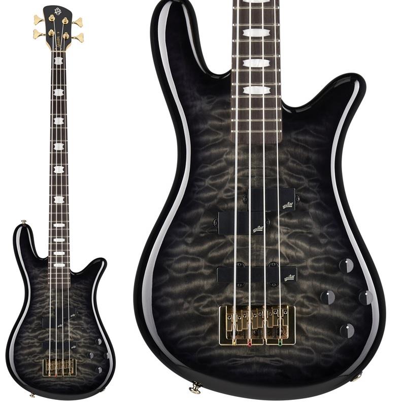 楽器種別：新品SPECTOR/新品 商品一覧＞＞ベース【95，000円〜185，000円】 商品一覧＞＞エレキベース/変形ベース/SPECTOR 商品一覧＞＞当店のベースは、出荷前に専門スタッフが検品・調整しているので安心です！SPECTOR NS ICON Bolt-on 4 (Black Stain Gloss)商品説明約50年にわたり、「モダン/アクティブベースの元祖」ともいえる先進的なサウンド、ルックス、プレイヤビリティでシーンをリードしてきた老舗ブランド、Spector（スペクター）。そんなSpectorの最高峰、Custom Shopによって設計された新シリーズNS Icon Bolt-Onは、伝統的なスタイルやサウンドを継承しつつも、現代的なアッセンブリや高いコストパフォーマンス等、「今のSpector」が凝縮されたモデルです。NS Icon Bolt-Onには、カスタムボイシングされたAguilar DCBピックアップとAguilar OBP-2プリアンプが搭載されており、深みのあるパンチの効いた低音と澄んだ高音が特徴的です。Aguilarチームと密接に連携することで、これらのエレクトロニクスがSpectorの代名詞ともいえるサウンドに、現代のプレイヤーにもマッチするサウンドを実現しました。4弦モデルにはReverse PとJのピックアップ構成が採用され、5弦モデルにはデュアルソープバー・ピックアップが搭載されています。洗練されたボディシェイプとエレクトロニクス、そして時代を超えたクラフトマンシップにより、NS Icon Bolt-Onはインスピレーションを与えるベースを作り続けるSpectorの伝統を継承しています。ステージからスタジオでも、力強いトーンとパフォーマンスを発揮してくれます。※画像はサンプルです。製品の特性上、杢目や色合いは1本ごとで異なります。商品詳細TOP WOOD - Quilted Maple (Black Cherry & Black Stain models only)BODY WOOD - AlderNECK WOOD - 3-Piece Maple; Bolt OnFRETBOARD - RosewoodNUMBER OF FRETS - 24INLAYS - Spector Crown ShapeSCALE - 4st：34/ 5st：35NUT - BrassNUT WIDTH - 4st：1.62/ 5st：1.81HARDWARE - GoldBRIDGE - Spector LockingTUNER - Sealed Die-CastFINISH - Black Cherry， Black StainSTRINGS - 4st: Nickel .045 - .105 - 5st: Nickel .045 - .130CONTROLS - Volume， Blend，Bass Boost/Cut，Treble Boost/CutPICKUPS - Aguilar DCB? Custom voiced for SpectorPickup Configuration - 4st：Reverse P/J - 5st：Dual SoapbarPREAMP SYSTEM - Aguilar OBP-2※ギグケース付属イケベカテゴリ_ベース_エレキベース_変形ベース_SPECTOR_新品 SW_SPECTOR_新品 JAN:0838164007890 登録日:2026/03/29 エレキベース スペクター