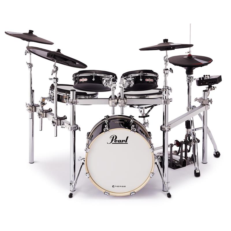 楽器種別：新品Pearl/新品 商品一覧＞＞ドラム【270，000円〜510，000円】 商品一覧＞＞電子ドラム/電子ドラム本体/Pearl 商品一覧＞＞安心してお買い物頂けるよう、スネアもシンバルも丁寧梱包でお届けします！Pearl EM-53HB 3-Cymbals Set [e/MERGE Electronic Drum Kit - e/HYBRID]【3シンバル拡張セット】商品説明【「Pearl」の知識と資産に、「KORG」の技術をMERGE＝融合させた、全く新しい電子ドラムe/MERGE】※こちらのセットはEM-53HBにクラッシュシンバルを1枚追加で拡張したパッケージとなっております。※画像はイメージです。画像内にセッティングされているツインペダル（P-2052C）とハイハットスタンド（H-2050）は商品に付属しません。[e/MERGE]2013年の春、PearlとKORG、それぞれの得意分野で歴史を紡いできた日本の楽器メーカーは、「今までにない、全く新しい電子ドラムを一緒に作っていく」という合意に達しました。Pearlはアコースティック・ドラムを知りつくしているからこそ、電子でアコースティックを100%再現することが不可能だとわかっています。ただ同時に、従来の電子ドラムの枠を超え、アコースティック・ドラムとも違う、新しい楽器を作れないかと、ずっと考えてきました。KORGという最強のパートナーを得た今、その夢が現実のものに。両社の知識と技術をMERGE（マージ）＝融合した魔法のような作品、e/MERGEがついに完成です。●WAVE TRIGGER TECHNOLOGYWAVEDRUMから生まれた技術はWAVEトリガー・テクノロジーとして研ぎ澄まされ、どんなに高速でダイナミックなプレイも可能に。スティックの違いによる音色の変化さえ表現するため、全てのドラマーが誰一人として同じ音を出すことはありません。●MDL-1 SOUND MODULEシンプルで直感的に操作できるMDL-1 音源モジュールは、コンパクトなボディに高速演算を可能にするマルチコア・プロセッサーを2つ搭載。不必要な圧縮やループがない、高音質で本当に使える音色が豊富に内蔵されています。●PUREtouch ELECTRONIC PAD SYSTEMアコースティック・ドラムやシンバルを彷彿とさせるPUREtouch パッド・システムの打感は多層構造から導き出され、ドラマーがストレスなく演奏に集中できます。リアルなサイズ感も加わって、その演奏性はかつてない未体験の領域に。●e/HYBRID18インチバスドラム仕様の本格スタイルで、ハイハットスタンド、ドラムスローン、ドラムペダル、ヘッドフォン（スピーカー）は別売。〜MDL-1 SOUND MODULEの仕様〜●音源部CPU：2 CPU（4 core + 2 core）同時発音数：128インスト数：700ドラム・キット数：プリセット35、ユーザー50エフェクト数：36●録音録音フォーマット：WAVファイル（PCM形式：44.1kHz、16bit、ステレオ）録音時間：最大合計12時間（1ファイルの最長録音時間：1時間）●メトロノームテンポ：BPM 30〜300拍子：1/2 - 24/2， 1/4 - 24/4， 1/8 - 24/8， 1/8T - 24/8T， 1/16 - 24/16（T=3連符）音色数：10●操作子操作子：各種ボタン、ノブ、ダイヤル、AMBIENCEフェーダーディスプレイ：240×64ドット（バックライト付きグラフィックLCD）接続端子：MASTER OUT L/MONO， R端子（標準フォーン・ジャック、アンバランス）、DIRECT OUT 1〜8端子（標準フォーン・ジャック、アンバランス）、HEADPHONES OUT（ステレオ標準フォーン・ジャック）、AUX IN（ステレオ・ミニ・フォーン・ジャック）、TRIGGER IN端子（D-sub 25ピン）、ACC INPUT端子 ×3（TOM4/ACC1， ACC2， ACC3， TRS標準フォーン・ジャック）、TO PC端子（USB B端子）、TO MEMORY DRIVE端子（USB A端子）MIDI：MIDI OUT端子電源：ACアダプター（DC 12V）外形寸法（W×D×H）：227×185×122mm質量：905g（本体のみ）※インピーダンスが高いタイプのヘッドホン/イヤホンだと量が小さく感じることがあるため、インピーダンスが80Ω以下のものを推奨します。専用のヘッドホン/イヤホンはございません。＜EM-53HB 3-Cymbals セット内容＞●バスドラムEM-EBP ×1（18 PUREtouch Bass Drum Pad， Complete、18BDタイプ）●パッドEM-14S ×1（14 PUREtouch Snare Drum Pad）EM-10T ×1（10 PUREtouch Tom Tom Pad）EM-12T ×1（12 PUREtouch Tom Tom Pad）EM-14T ×1（14 PUREtouch Tom Tom Pad）EM-14HH ×1（14 PUREtouch Hi-Hat Cymbal Pad Set）EM-15C ×1（15 Crash Cymbal Pad）EM-18R ×1（18 Ride Cymbal Pad）●モジュールEM-MDL1 ×1（Electronic Drum Module、ケーブル一式込）●ハードウェアDR-80EM ×1（Icon e-Rack System w/ Clamp、バー用：PC-8 ×4 / 縦パイプ用：PCR-50L ×1）CH-830ES ×2（Cymbal Holder， Short Boom）S-830 ×1（Snare Stand）TH-70E ×3（Tom Holder）PCR-50L ×1（Module Clamp）●シンバル拡張用セットEM-15CC. ×1 (15 PUREtouch Crash Cymbal Pad w/Cable)CH-830ES ×1 (e/MERGE ドラムラック用シンバルホルダー]PC-8 ×1 (e/MERGE ドラムラック用パイプクランプ)＜その他スペック＞●セッティング必要占有面積（幅×奥行）約170×150cm※こちらはメーカーよりお取り寄せの商品となります。在庫状況によって入荷までにお時間を頂戴する場合がございます。※画像はイメージです。画像内にセッティングされているツインペダル（P-2052C）とハイハットスタンド（H-2050）は商品に付属しません。商品詳細4549312084187454931209263245493129609484515295921924イケベカテゴリ_ドラム_電子ドラム_電子ドラム本体_Pearl_新品 SW_Pearl_新品 登録日:2026/04/22 電子ドラム デジタルドラム エレドラ パール