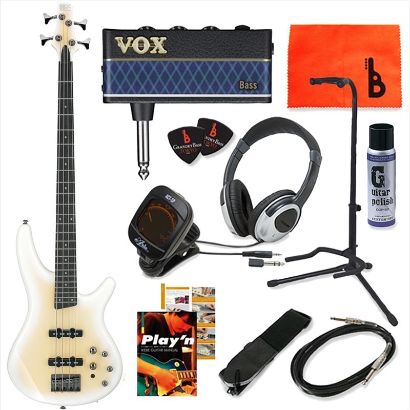 楽器種別：新品Ibanez/SR Standard 商品一覧＞＞Ibanez/新品 商品一覧＞＞ベース【30，000円〜60，000円】 商品一覧＞＞エレキベース/小型ボディ・多フレット/Ibanez 商品一覧＞＞当店のベースは、出荷前に専門スタッフが検品・調整しているので安心です！Ibanez SR280E-CNW [SPOT MODEL] 【ベース初心者入門セット】商品説明楽器としての基本にこだわった、オリジナル初心者入門セット。「初めての楽器だからこそ、品質にはこだわりたい。」・・・そんな方に最適な本格派の初心者セットです！エレキベース本体は、日本国内は勿論の事、海外での評価も高いアイバニーズの代表モデルSR280Eをチョイス。スリムなボディ＆ネックからなる抜群の弾き心地はまさにこのモデルならでは！また、アクティブタイプですので多彩なサウンドメイクも可能で、ジャンル問わずお使いいただけます！アンプには「自宅ではアンプから音は出せない・・・」という方にも安心してお使いいただけるよう、大人気ヘッドフォンアンプ「VOX amPlug 3 Bass」を採用！楽器に直接接続し、ヘッドフォンから音が出る仕組みなので、場所を選ばず練習できます。スマートフォンなどから外部音源も流すことができるので、好きな曲に合わせて練習もできちゃいます！その他、演奏に必要なストラップやピック、シールド等の必需品や、便利なクリップチューナーはもちろん、日常のお手入れに必要なケアグッズもパッケージされた初心者の方にも安心のスターターキットですので、こちらにお好みのベースと組み合わせて楽しいベースライフをスタートしてください！【セット内容】・ベース本体 (ソフトケース付属)Ibanez SR280E・VOX amPlug 3 Bass楽器に直接接続するヘッドフォンアンプ。外に音が出ないので自宅での練習も安心！・ヘッドフォンベースの練習には勿論、好きな音楽を聴くことにも適した万能ヘッドフォン！・メンテナンスマニュアル（QRコード付きポストカード）メンテナンス、日頃のお手入れ方法など詳しく解説！WEB上で確認できます！・シールドケーブル（3m）自宅練習は勿論、バンド練習でも最適な長さのストレートタイプシールド！・チューナーベースのヘッドに付けるだけのお手軽クリップチューナー！・ピック（2枚）初心者にも使いやすいオニギリ型！・スタンド楽器の保管に最適な定番スタンド！・ストラップ楽器を選ばずマッチングするシンプルデザイン採用！・ポリッシュ＆クロス毎日の楽器ケアに！シリコンが入っていないクロスなので、塗装を選ばずお使い頂けます！※アクセサリーは在庫状況により同等以上の商品に代えさせて頂く場合がございます。予めご了承下さい。イケベカテゴリ_ベース_エレキベース_小型ボディ・多フレット_Ibanez_SR Standard_新品 SW_Ibanez_新品 登録日:2026/01/27 エレキベース アイバニーズ イバニーズ