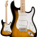 楽器種別：新品エレキギター/Squier by Fender 商品一覧＞＞エレキギター/Squier by Fender/Stratocaster 商品一覧＞＞エレキギター【15，000円〜35，000円】 商品一覧＞＞当店のギターは、出荷前に専門スタッフが検品・調整しているので安心です！Squier by Fender Squier Sonic Stratocaster (2-Color Sunburst/Maple Fingerboard)商品説明Squier Sonic シリーズSquier Sonic Stratocasterなら、時間を飛び越えるようなスピードで、どんな音楽でもすぐにギターを始めることができます。象徴的なフェンダースタイル、そして刺激的なトーンをあらゆるプレーヤーにお届けします。このStratは、薄く軽量なボディに、スリムで魅力的な「C」シェイプネックが相まって、快適な演奏性をもたらします。3基のSquierシングルコイルピックアップはクリスタルのようにクリアで多彩なトーンを奏でます。その他、表現力豊かなビブラートを奏でるトレモロブリッジ、スムーズで正確なチューニングが可能なシールドギアチューニングマシン、耐久性のあるクロムメッキハードウェアなど、魅力的な特徴を数多く備えています。※画像はサンプルとなります。製品の特性上、杢目・色合いは1本1本異なります。商品詳細BodyBody Material：PoplarBody Shape：StratocasterBody Finish：Gloss PolyurethaneNeckNeck Material：MapleNeck Finish：Satin UrethaneNeck Shape：C ShapeScale Length：25.5 (64.77 cm)Fingerboard Material：MapleFingerboard Radius：9.5 (241 mm)Number of Frets：21Fret Size：Narrow TallNut Material：Synthetic BoneNut Width：1.650 (42 mm)Position Inlays：Black DotTruss Rod：Single-ActionElectronicsBridge Pickup：Ceramic Single-CoilMiddle Pickup：Ceramic Single-CoilNeck Pickup：Ceramic Single-CoilControls：Master Volume， Tone 1. (Neck/Middle Pickups)， Tone 2. (Bridge Pickup)Switching：5-Position BladePosition 1. Bridge PickupPosition 2. Bridge and Middle PickupPosition 3. Middle PickupPosition 4. Middle and Neck PickupPosition 5. Neck PickupConfiguration：SSSHardwareBridge：6-Saddle Vintage-Style Synchronized Tremolo with Block SaddlesHardware Finish：ChromeTuning Machines：Die-Cast SealedPickguard：1-Ply WhiteControl Knobs：White PlasticSwitch Tip：WhiteNeck Plate：4-Bolt SquierMiscellaneousStrings：Nickel Plated Steel (.009-.042 Gauges)ソフトケース付属イケベカテゴリ_ギター_エレキギター_Squier by Fender_Stratocaster_新品 JAN:0717669815653 登録日:2023/06/22 エレキギター スクワイヤー スクワイアー フェンダー ストラト ストラトキャスター