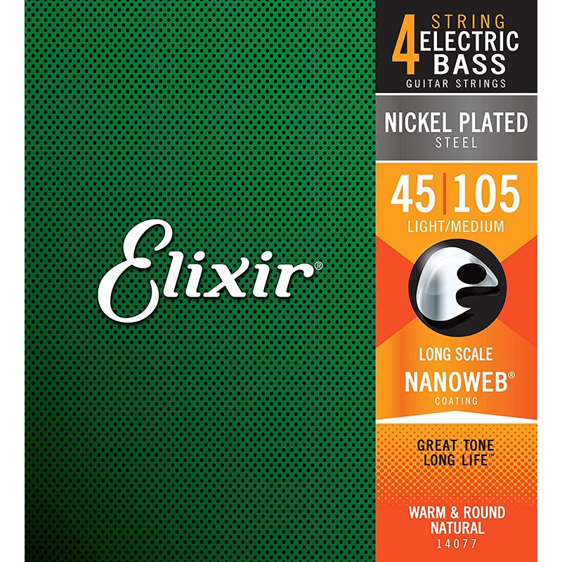 楽器種別：新品ベース弦/ELIXIR 商品一覧＞＞ベース弦【〜10，000円】 商品一覧＞＞品揃え豊富な当店なら弦、パーツ、ケーブルなどのアクセサリーがまとめて揃います！ELIXIR Nickel Plated Steel Bass Strings with ultra-thin NANOWEB Coating (Medium/Long 045-105) #14077商品説明エリクサー・エレキベース弦 弦表面の特殊なコーティングが汗や油分から弦を保護、ウルトラロングライフを実現したベース弦です！ ■Gauge：Medium (045.065.085.105) ■Scale：Long入荷時期によってパッケージが異なる場合がございます。イケベカテゴリ_弦・アクセサリー・パーツ類_ベース弦_ELIXIR_新品 JAN:0733132140770 登録日:2009/09/29 ベース弦 エリクサー