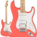 楽器種別：新品エレキギター/Squier by Fender 商品一覧＞＞エレキギター/Squier by Fender/Stratocaster 商品一覧＞＞エレキギター【15，000円〜35，000円】 商品一覧＞＞当店のギターは、出荷前に専門スタッフが検品・調整しているので安心です！Squier by Fender Squier Sonic Stratocaster HSS (Tahitian Coral/Maple Fingerboard)商品説明Squier Sonic シリーズSquier Sonic Stratocaster HSSなら、時間を飛び越えるようなスピードで、どんな音楽でもすぐにギターを始めることができます。象徴的なフェンダースタイル、そして刺激的なトーンをあらゆるプレーヤーにお届けします。このStratは、薄く軽量なボディに、スリムで魅力的な「C」シェイプネックが相まって、快適な演奏性をもたらします。ピックアップは、クリスタルクリアなサウンドを奏でるシングルコイル (S) 2基に加え、ブリッジピックアップには満足のいくパワフルなトーンをもたらすハムバッキング (H) ピックアップを搭載したHSS構成です。その他、表現力豊かなビブラートを奏でるトレモロブリッジ、スムーズで正確なチューニングが可能なシールドギアチューニングマシン、耐久性のあるクロムメッキハードウェアなど、魅力的な特徴を数多く備えています。※画像はサンプルとなります。製品の特性上、杢目・色合いは1本1本異なります。商品詳細BodyBody Material：PoplarBody Shape：StratocasterBody Finish：Gloss PolyurethaneNeckNeck Material：MapleNeck Finish：Satin UrethaneNeck Shape：C ShapeScale Length：25.5 (64.77 cm)Fingerboard Material：MapleFingerboard Radius：9.5 (241 mm)Number of Frets：21Fret Size：Narrow TallNut Material：Synthetic BoneNut Width：1.650 (42 mm)Position Inlays：Black DotTruss Rod：Single-ActionElectronicsBridge Pickup：Ceramic HumbuckerMiddle Pickup：Ceramic Single-CoilNeck Pickup：Ceramic Single-CoilControls：Master Volume， Tone 1. (Neck/Middle Pickups)， Tone 2. (Bridge Pickup)Switching：5-Position BladePosition 1. Bridge PickupPosition 2. Bridge and Middle PickupPosition 3. Middle PickupPosition 4. Middle and Neck PickupPosition 5. Neck PickupConfiguration：HSSHardwareBridge：6-Saddle Vintage-Style Synchronized Tremolo with Block SaddlesHardware Finish：ChromeTuning Machines：Die-Cast SealedPickguard：1-Ply WhiteControl Knobs：White PlasticSwitch Tip：WhiteNeck Plate：4-Bolt SquierMiscellaneousStrings：Nickel Plated Steel (.009-.042 Gauges)ソフトケース付属イケベカテゴリ_ギター_エレキギター_Squier by Fender_Stratocaster_新品 JAN:0717669815707 登録日:2023/06/22 エレキギター スクワイヤー スクワイアー フェンダー ストラト ストラトキャスター