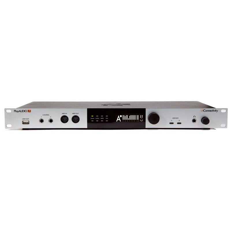 楽器種別：新品iConnectivity/新品 商品一覧＞＞DTM【135，000円〜260，000円】 商品一覧＞＞オーディオインターフェイス/USB/iConnectivity 商品一覧＞＞DTM（DAWソフト/オーディオインターフェイス等）関連機器担当部門 パワーレックは専門スタッフに気軽に相談できる渋谷発のDTM専門フロアです。iConnectivity PlayAUDIO1U(マニピュレーター必須アイテム)(ライブ用インターフェイス)(プレイオーディオ)商品説明ライブパフォーマンスに特化したオーディオ／MIDIインターフェイスPlayAUDIO1Uは、プロフェッショナルのライブ・パフォーマンスをサポートするために必要な機能を分析して設計され、非常に頑丈な、Mac / PCのトラブルに対するフェイルセーフ機能を備えたツアー仕様のインターフェイスです。原音に忠実なオーディオ出力を提供、加えてステージ全体のMIDI信号のコントロールも行えます。バッキング・トラック、バーチャル・インストゥルメント、その他ライブ環境でコンピューターを必要とする場合のコントロールと再生に最適なオーディオ／MIDIインターフェイスです。PlayAUDIO1Uの背面には、標準的なIEC電源コネクター、強化パネルの堅牢なXLRコネクター、RTP MIDI用イーサネットポートが装備されています。 PlayAUDIO1Uは、iConnectivityの有名なマルチコンピューター・リダンダンシーを採用することで、あなたのショーをフェイル・プルーフします。PlayAUDIO1Uは、接続されたMac /PC上のソフトウェアの信号をチェック、問題が発生すると、気が付かないほどのスピードで自動的にソースのコンピューターを切り替えます。このフェイル・セーフ機能は、あなたのコンピューターから送られてくるMIDIまたはオーディオのどちらか（または両方）の信号をモニターすることによって機能します。PlayAUDIO1Uは、あなたの演奏に新しいタイプのプロテクションを追加します。ソフトウェアやコンピューターで生じた問題をリスニングするだけでなく、コンピュータから送られてくるオーディオストリームをリスニングすることができます。オーディオにほんのわずかでも問題を検知したら、メイン出力のオーディオをミュートし、ディスプレイを通してオペレーターに診断情報を提供します。これにより、出力を通してPAシステムやモニターなどに望まないオーディオ信号やノイズなどが入るのを防ぐことができます。 PlayAUDIO1Uのリアパネルは、すでにパフォーマンスの準備ができています。アナログ・スネーク、パッチ盤、ステージボックスに接続してすぐに使用できます。また、XLRジャックはシャーシで補強されており、過酷なツアーにも耐えられます。 外部のAC-DCアダプターは必要ありません！IECコネクターで100v - 220v， 50-60Hzの自動切り替えが可能なため、PlayAUDIO1Uは世界中で使用できます！ツアー先の電源にPlayAUDIO1Uを接続するだけです。 PlayAUDIO1Uは、あなたのライブパフォーマンスにおけるチーフMIDIマネージャーとして機能します。内蔵の5ピンMIDI Din、USBホスト・ポート、接続されたコンピューター、そしてRTP MIDI経由でネットワーク上のMIDIデバイスも接続できます。すべてのMIDI機器の接続が完了したら、どのMIDI信号をいつどこに送るかを設定することができます。iConnectivityのパワフルなMIDIプロセッシングにより、例えば、プログラムチェンジを接続された周辺機器に送りながら、コンピューターにはシンプルなMIDI信号を送ったり、コンピューターに問題が生じた時に、不要なノート情報が出続けないようにオールノートオフの信号を送る、関係のないCC信号をフィルターするなど、高度なMIDIのコントロール機能が装備されています。 ・Mac / PCを接続するためのUSBタイプCポート × 2・コンピュータの自動または手動切り替えモードにより、接続されたコンピュータを瞬時に切り替え可能・2 x 2ボタンControlフットスイッチ入出力は、MIDI機能にマッピング可能で、インターフェイス上の多くの機能をコントロールしたり、互換性のあるデバイスにコントロール・メッセージを送信・オーディオ・プロテクション機能により、破損したオーディオ・ソース／ファイルからの不要なノイズがオーディエンスに届くことを防止・Auracleソフトウェアで、PlayAUDIO1Uをニーズに合わせて設定・ハイレゾリューション・オーディオ ? ライブアリーナでも、スタジオグレードの音質を再現 ? 最大24-bit / 96kHz AD/DA変換・外部MIDI機器からのMIDIラーン機能により、インターフェイスの主要機能をコントロール可能・瞬時にステータスを表示、正確なコントロールを可能にするOLEDスクリーン・1Uラックマウント可能な筐体・頑丈な12系統のバランスXLR出力・出力に+48Vファンタム電源に対する耐性を持たせ、コンソールやステージ・ボックスに直接接続した際の偶発的な損傷からインターフェイスを保護（100%の保護を無期限に保証するものではありません、当然ですが、オーディオ・インターフェースの出力に+48Vファンタム電源を送らないでください。）・1/4インチTRSステレオ・ヘッドフォン出力（ヘッドフォン・モニター専用コントロール付き）・USB MIDIホスト・ポート：クラス・コンプライアント・コントローラーやモジュール用に最大8ポート分のUSB MIDIを提供・DIN-MIDIポート内蔵（1 IN / 1 OUT）・長距離MIDI接続のための22ポート接続のイーサネットMIDI・接続されたUSBコンピューティング・デバイスとアナログ出力間の包括的なオーディオ・ミキシングとルーティング・使いやすい静電容量式タッチコントロールと2つのロータリーエンコーダーにより、PlayAUDIO1Uの主要機能をフロントパネルからソフトウェア無しでコントロール可能・業界標準のIEC電源接続による100-240Vスイッチング電源を内蔵■製品内容PlayAUDIO1U オーディオ＋MIDIインターフェース本体 x 1台USB-C ? USB-Cケーブル x 2本USB-C ? USB-Aアダプター x 2個日本、EU、UK電源ケーブル x 各1本PlayAUDIO 1U PDF日本語マニュアルAuracle X PDF日本語マニュアル#オーディオインターフェース#オーディオインターフェイスイケベカテゴリ_DTM_オーディオインターフェイス_USB_iConnectivity_新品 SW_iConnectivity_新品 JAN:4533940334103 登録日:2024/06/14 インターフェイス インターフェース オーディオインターフェース オーディオインターフェイス サウンドカード